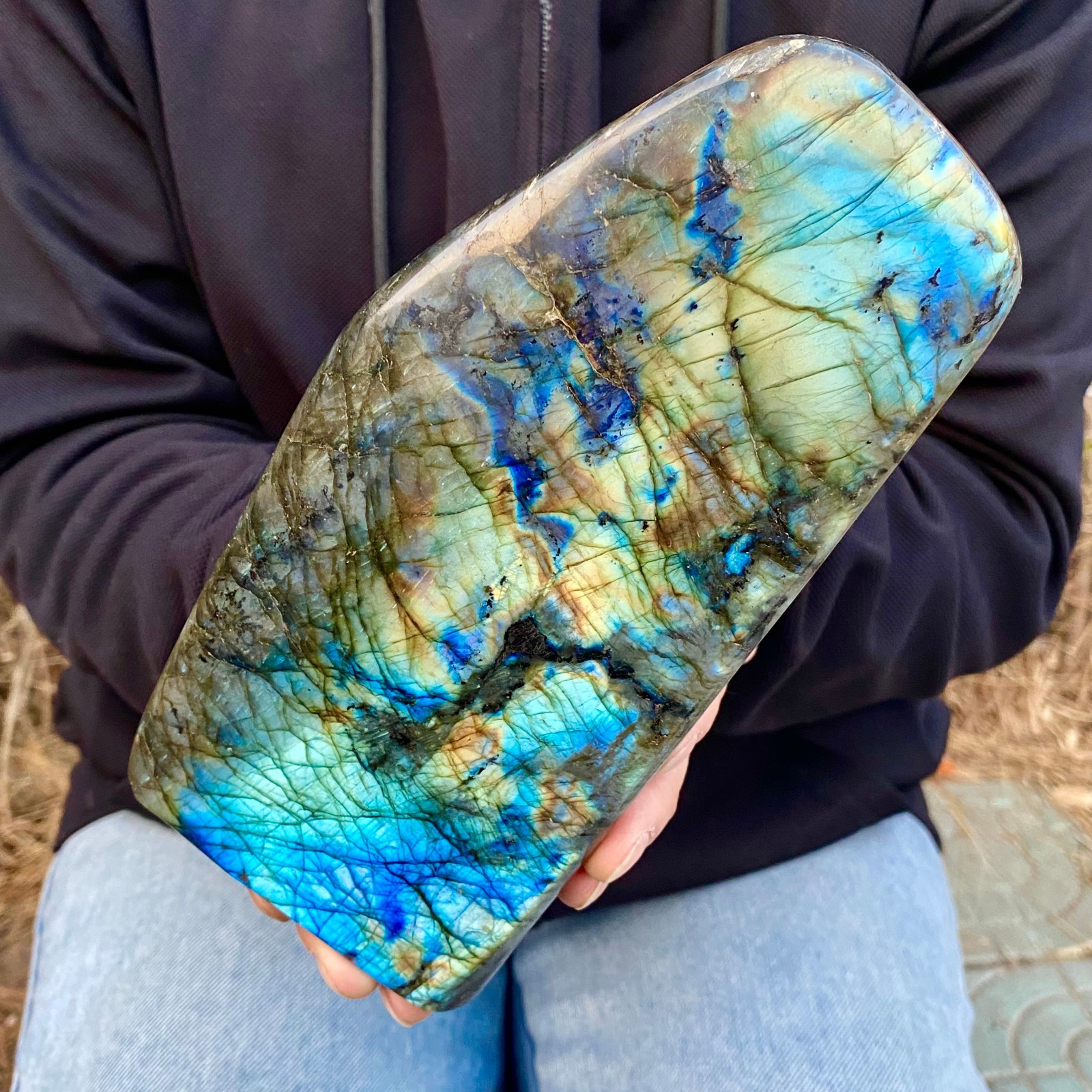 4.8LB Natural Labrador flash moonstone quartz crystal mineral specimen