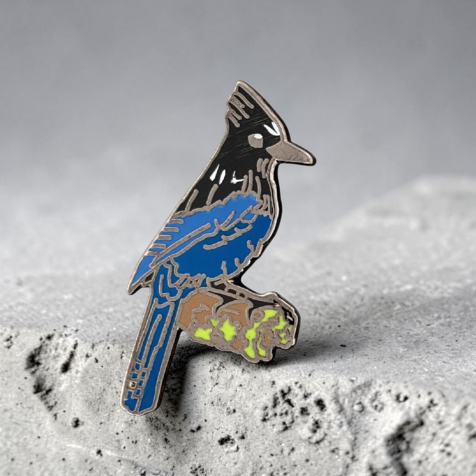 Steller’s Jay Bird Lapel Pin Eastern Sierra Wildlife Series Nature Enamel