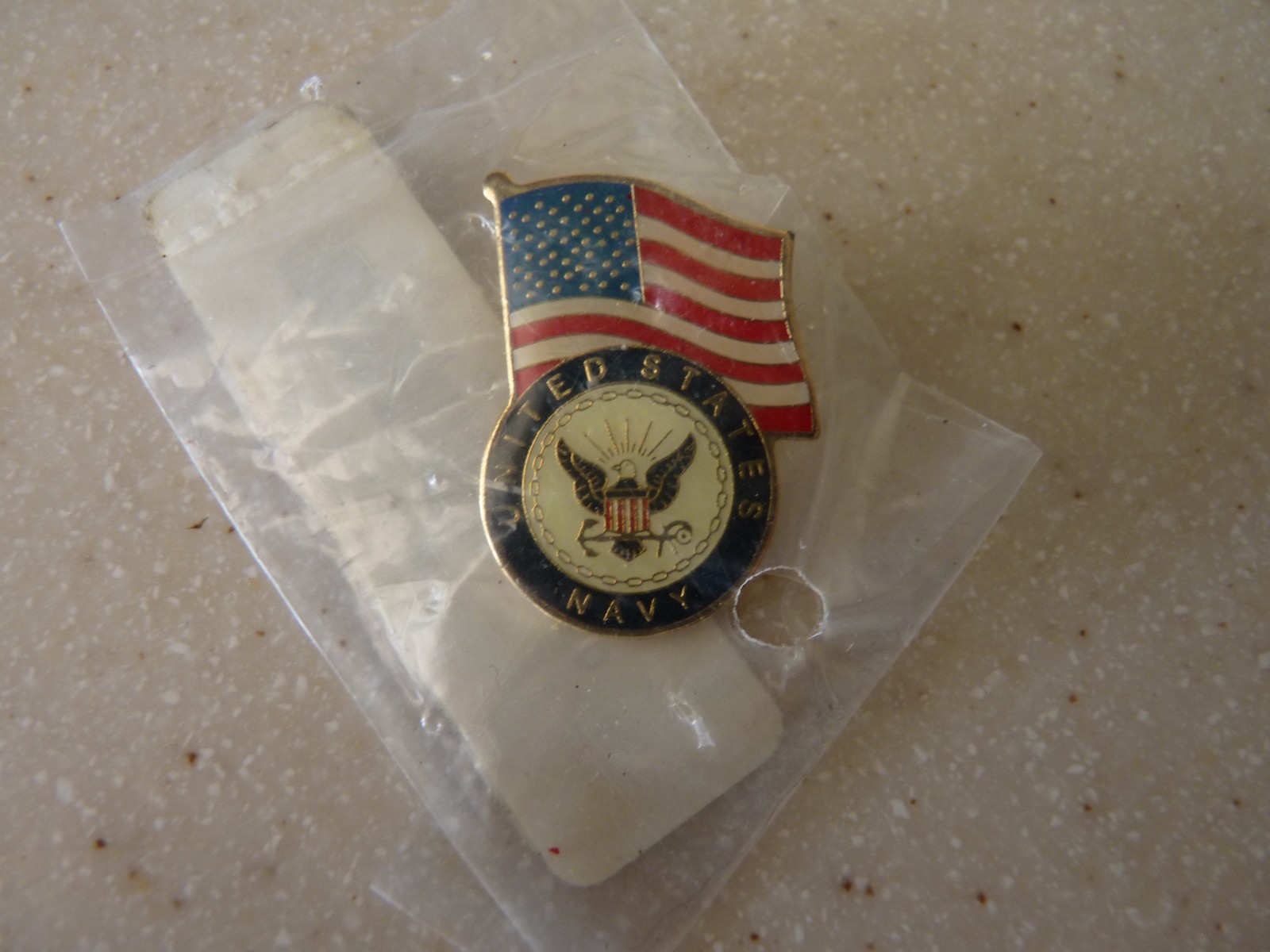U.S. Navy Emblem and U.S Flag Lapel Pin NIP – Free Shipping