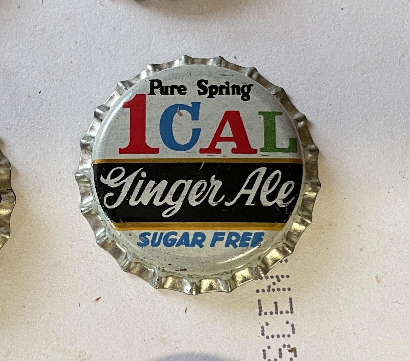 SODA bottle cap crown PURE SPRING cork ACL cone GINGER ALE diet low cal OTTAWA