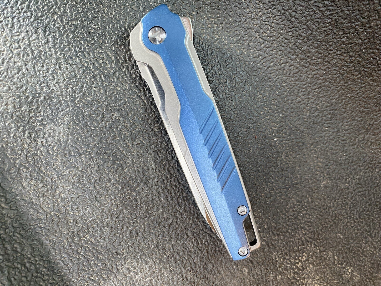 Brous Blades Icon #99/500 Folding Pocket Knife Blue And Silver w/ Box