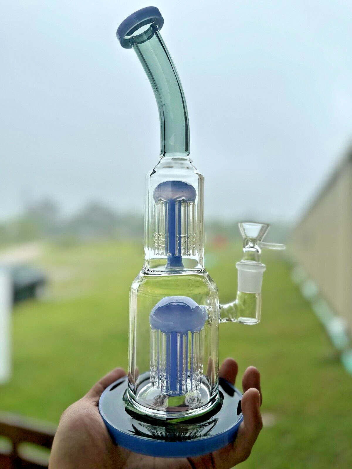 13″ Heavy duty Glass Bongs Smoking Glass Water Pipe with 18mm Round handle