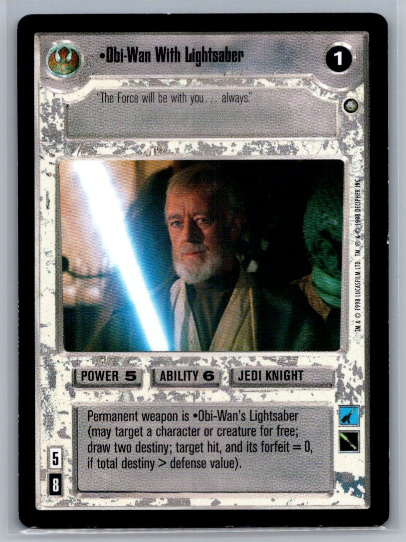 Decipher Star Wars CCG 1995 Obi-Wan with Lightsaber Light Side