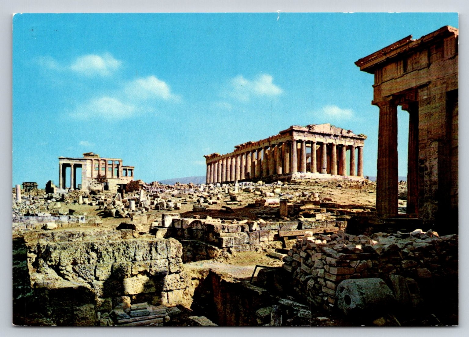 1973 Postcard Athens Greece Acropolis Parthenon Erechtheion Temples View