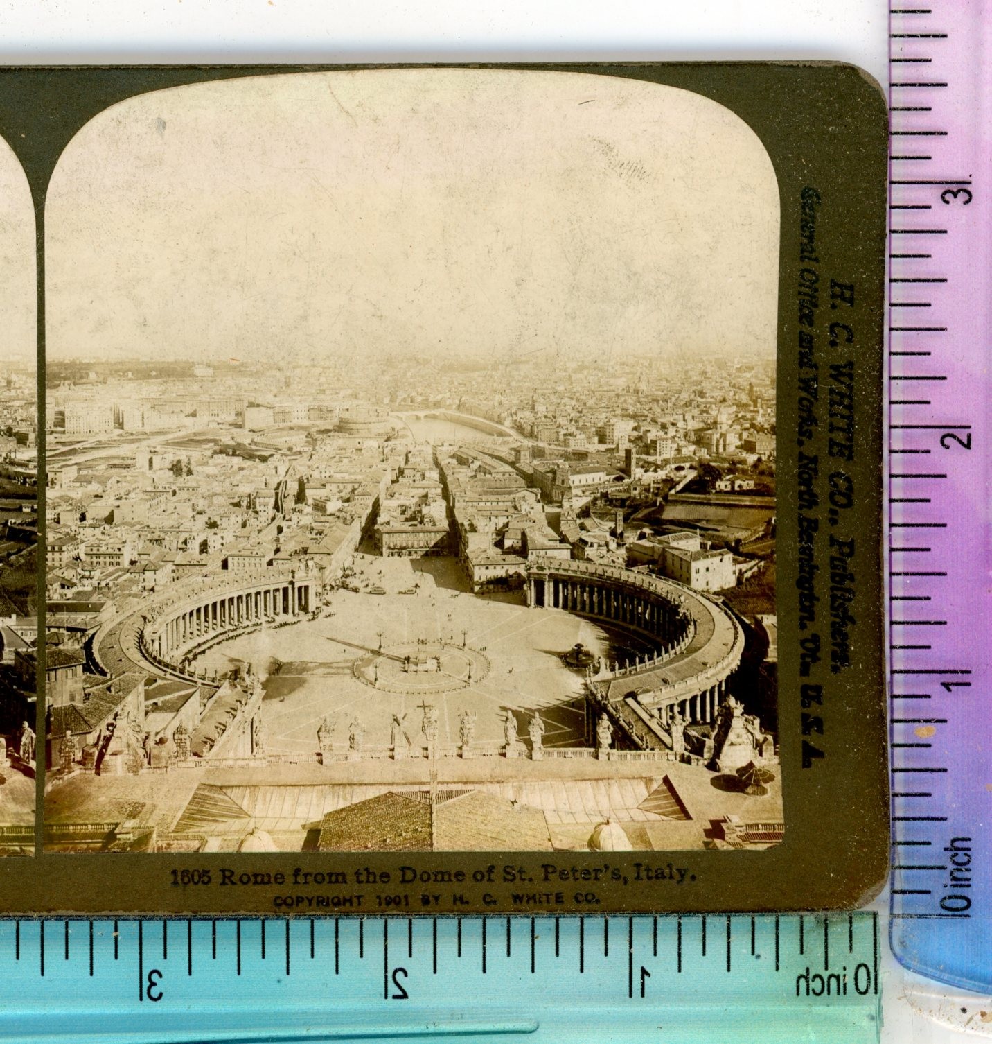 Rome from Dome of St Peter Italy H.C. Whtie Stereoview
