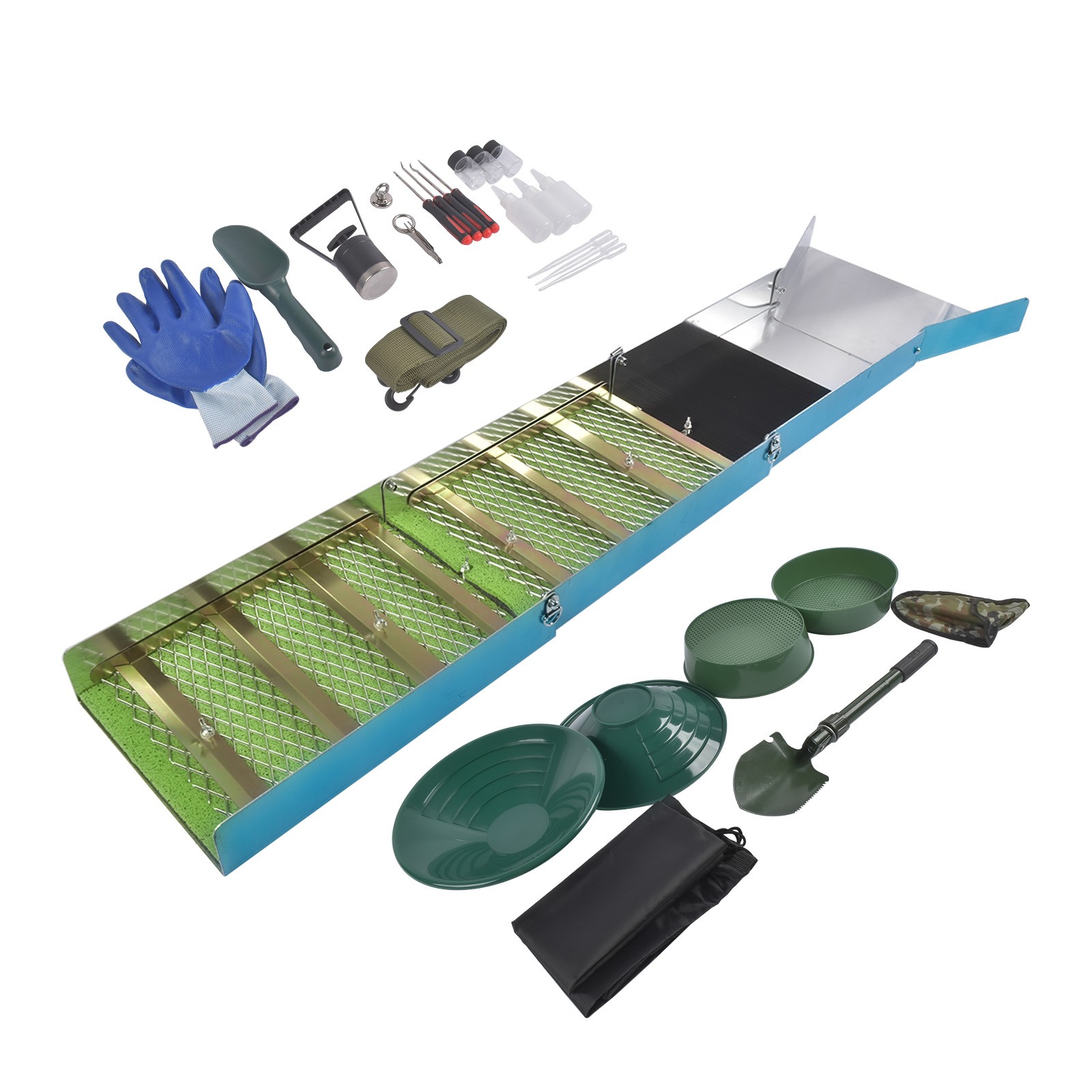 Hand Powered Gold Panning Kit With Sluice Box 50″ Silver Gold Panning Kit