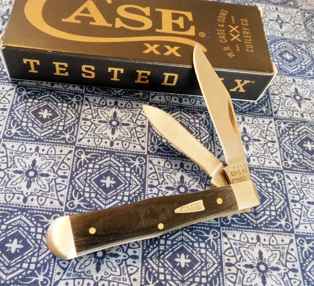 CASE XX New 27737 Black Smooth Micarta Small Swell Center Jack Knife/Knives
