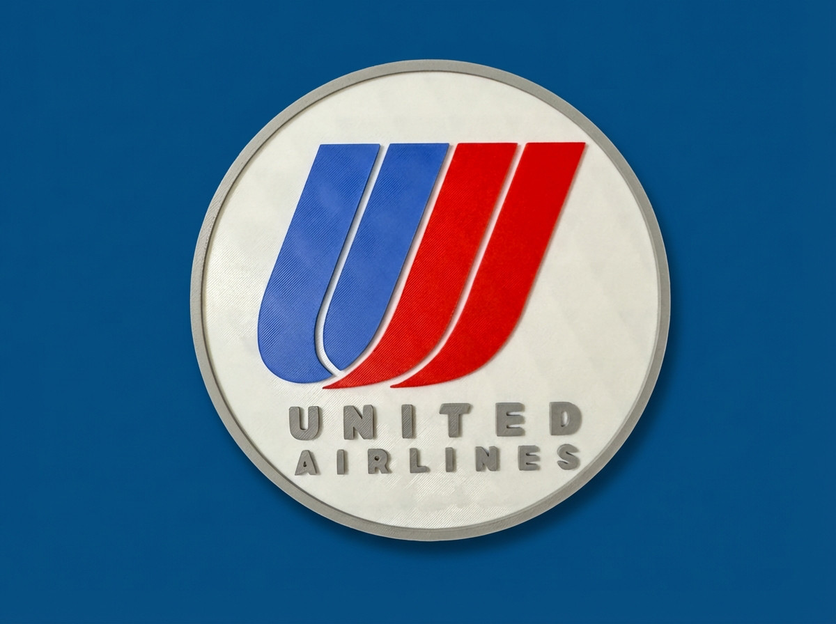 United Airlines Retro Tulip Logo 3D Wall Sign – Vintage Aviation Decor