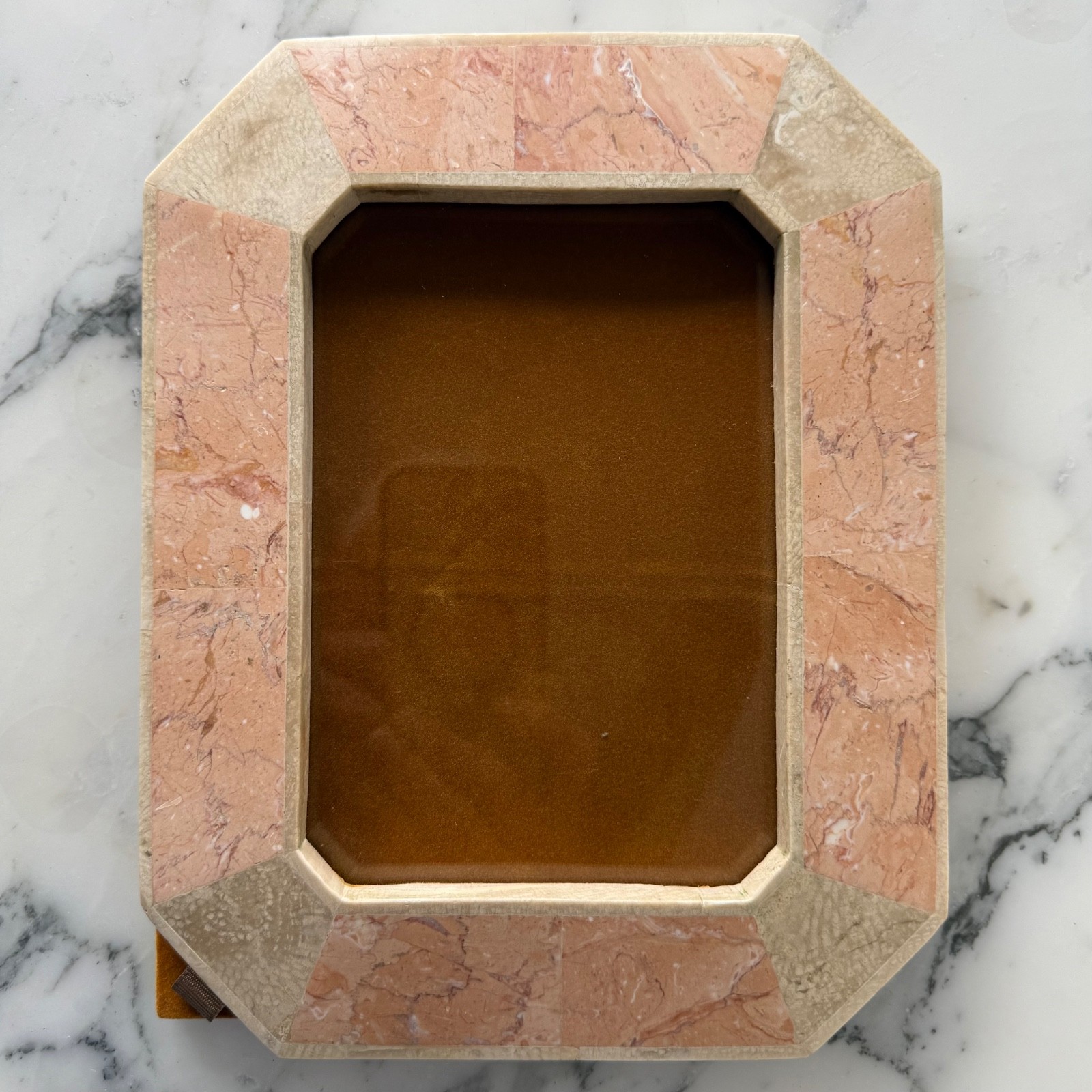 Vtg MAITLAND SMITH postmodern TESSELLATED STONE photo FRAME light salmon PICTURE