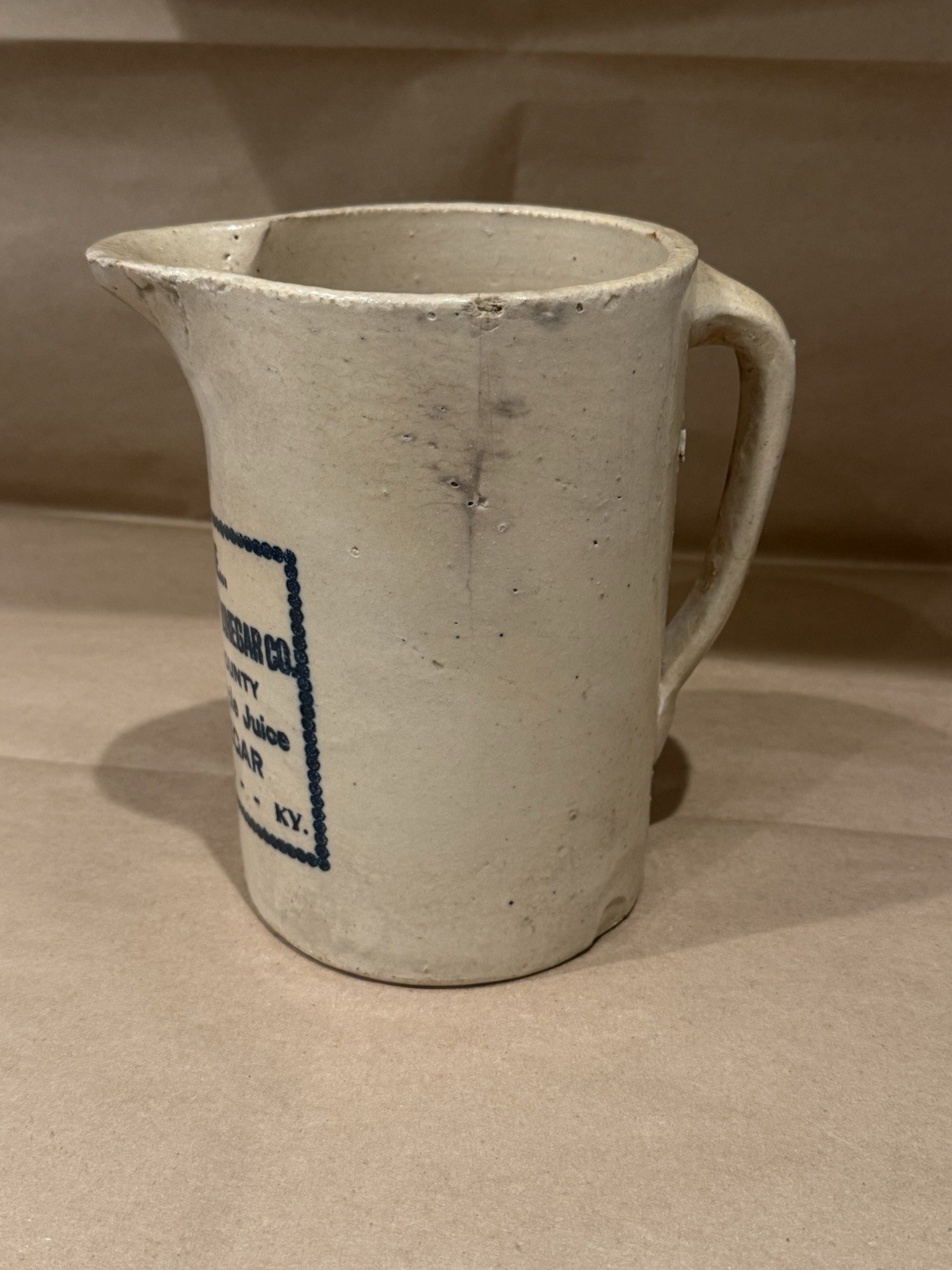 Antique Advertising Stoneware Pitcher O.L. Gregory Vinegar Co Paducah KY
