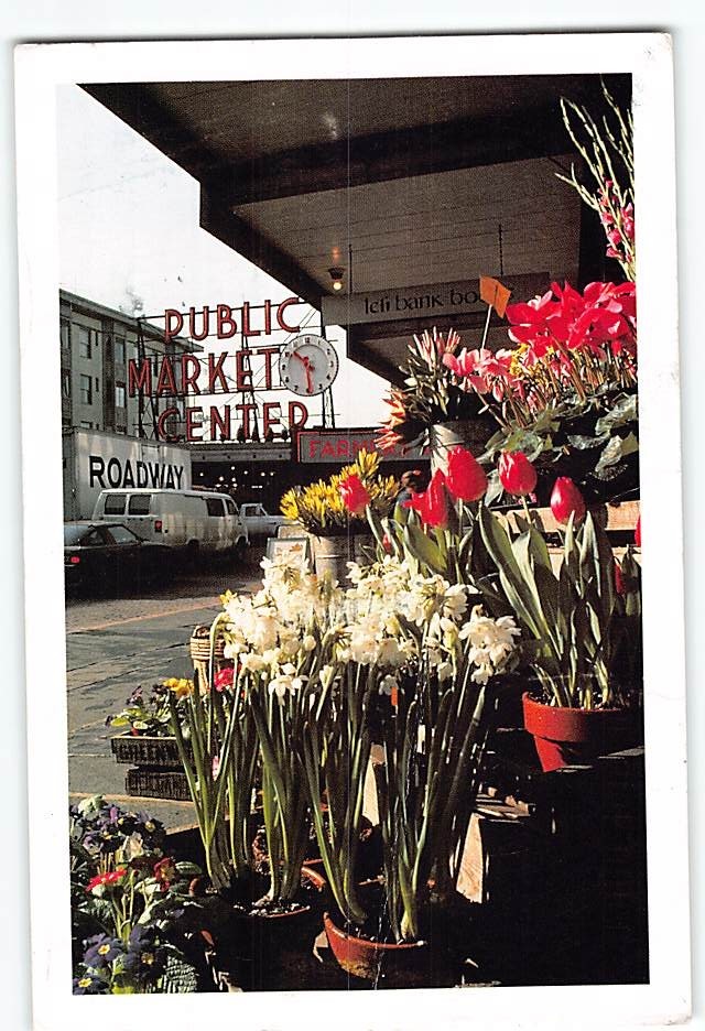 Postcard Market Flora Seattle Washington USA