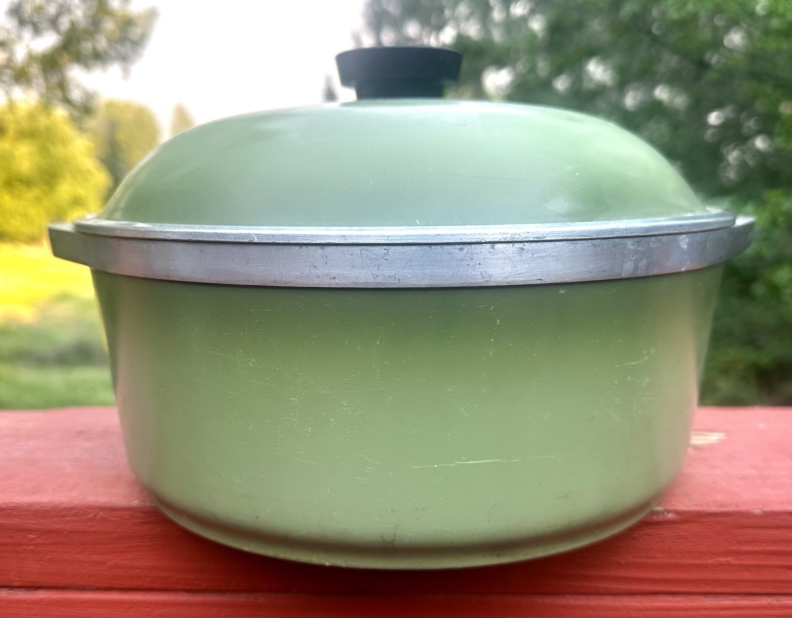 Club Aluminum Cast Roaster Avocado Green 4 Qt Dutch Oven Vintage Cookware 10”