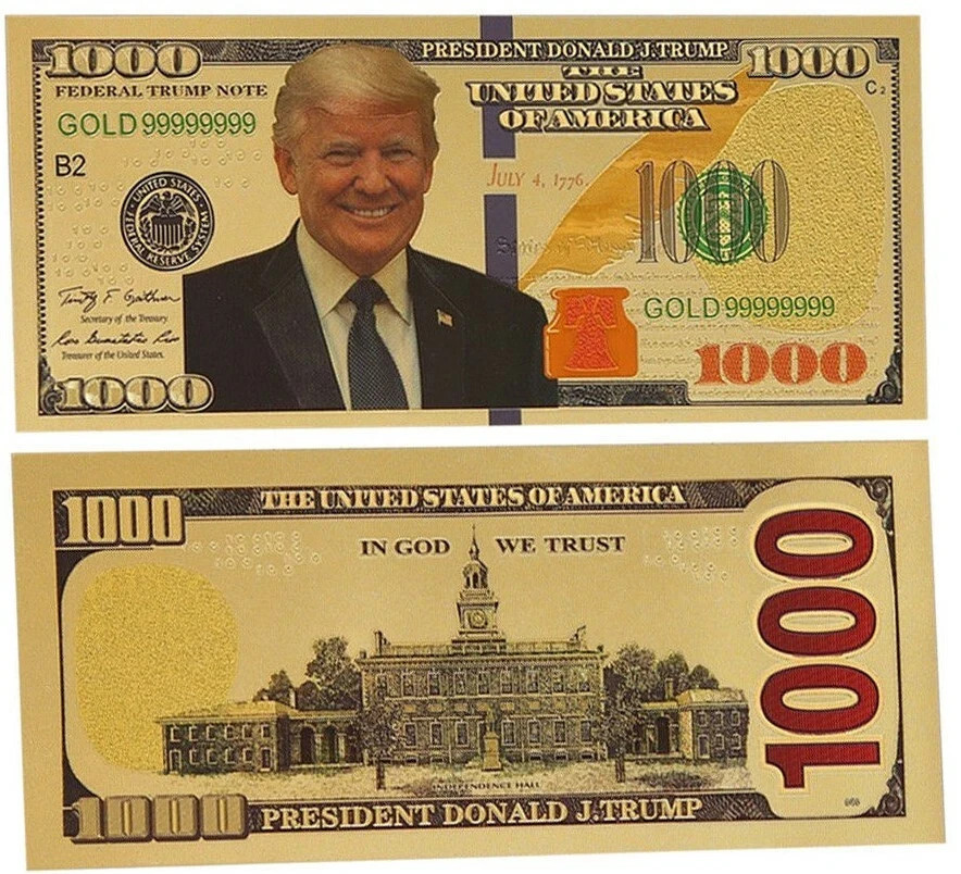 DONALD TRUMP $1000 Dollar Bill Republican Collection GOLD FOIL Novelty Note
