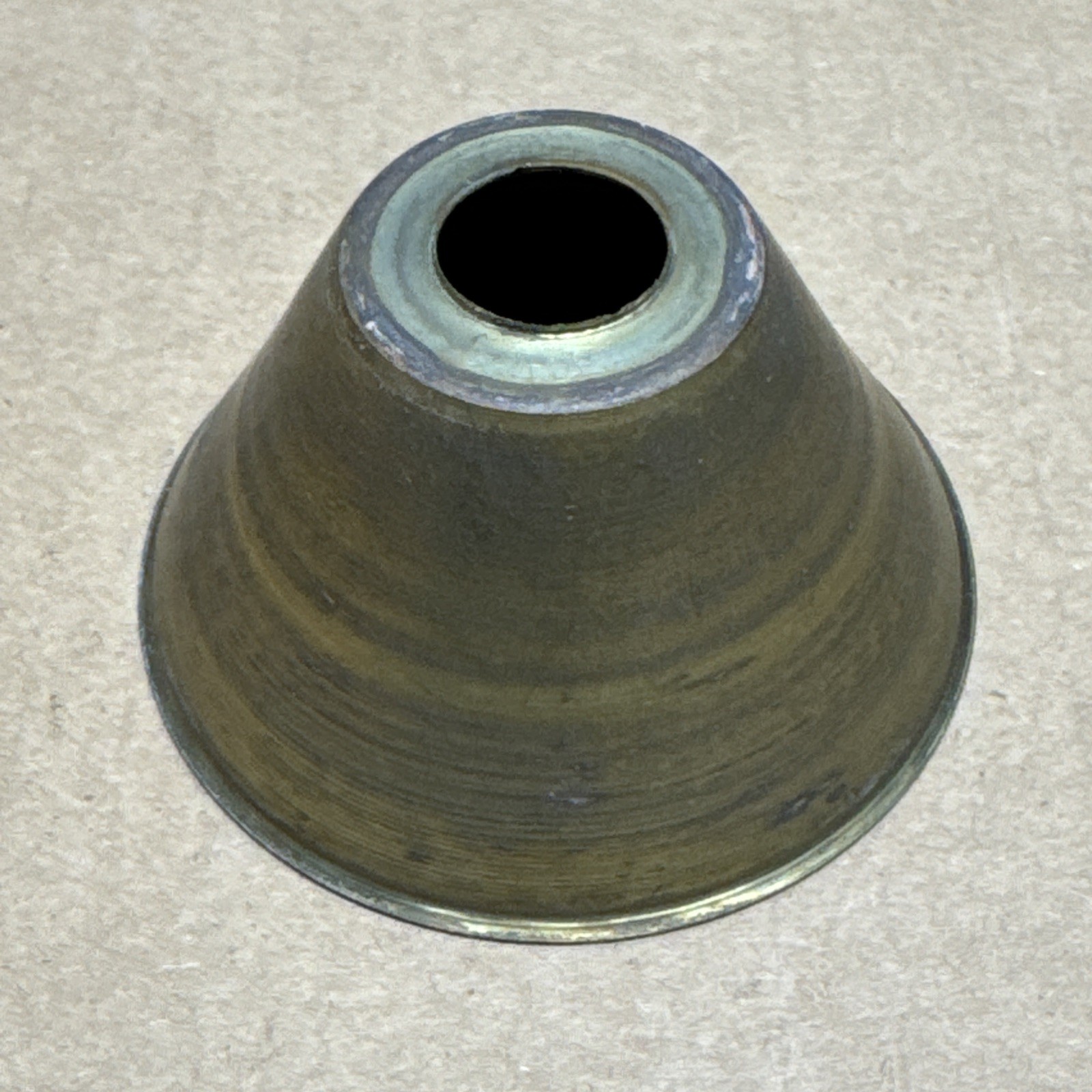 VINTAGE UNFINISHED BRASS CUP 2 1/2 X 1 1/4 INCH TALL WITH A 1/2” DIAMETER CENTER