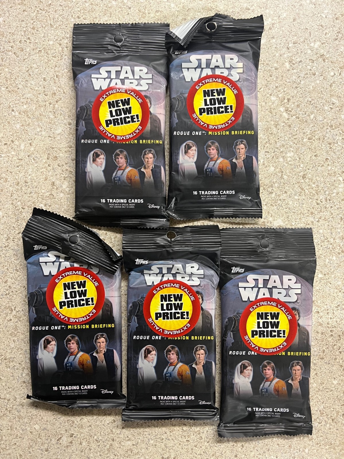 Lot of 5 Star Wars Rogue One Mission Briefing Trading Card Fat Packs New Sealed