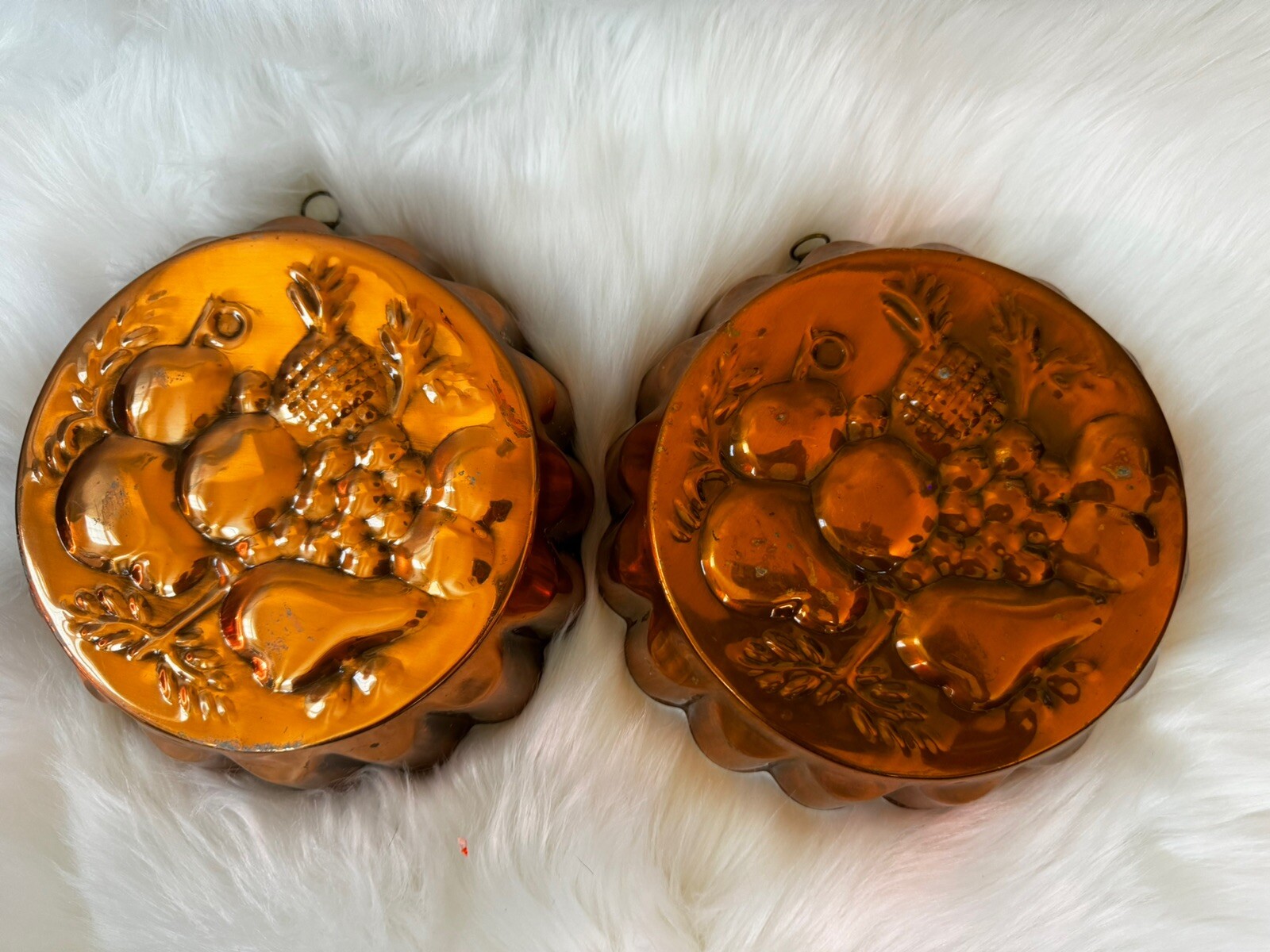 Vintage Tagus Portugal Copper Jelly Fruit Mold Mould 19 cm/ 7.5 in, Set Of 2