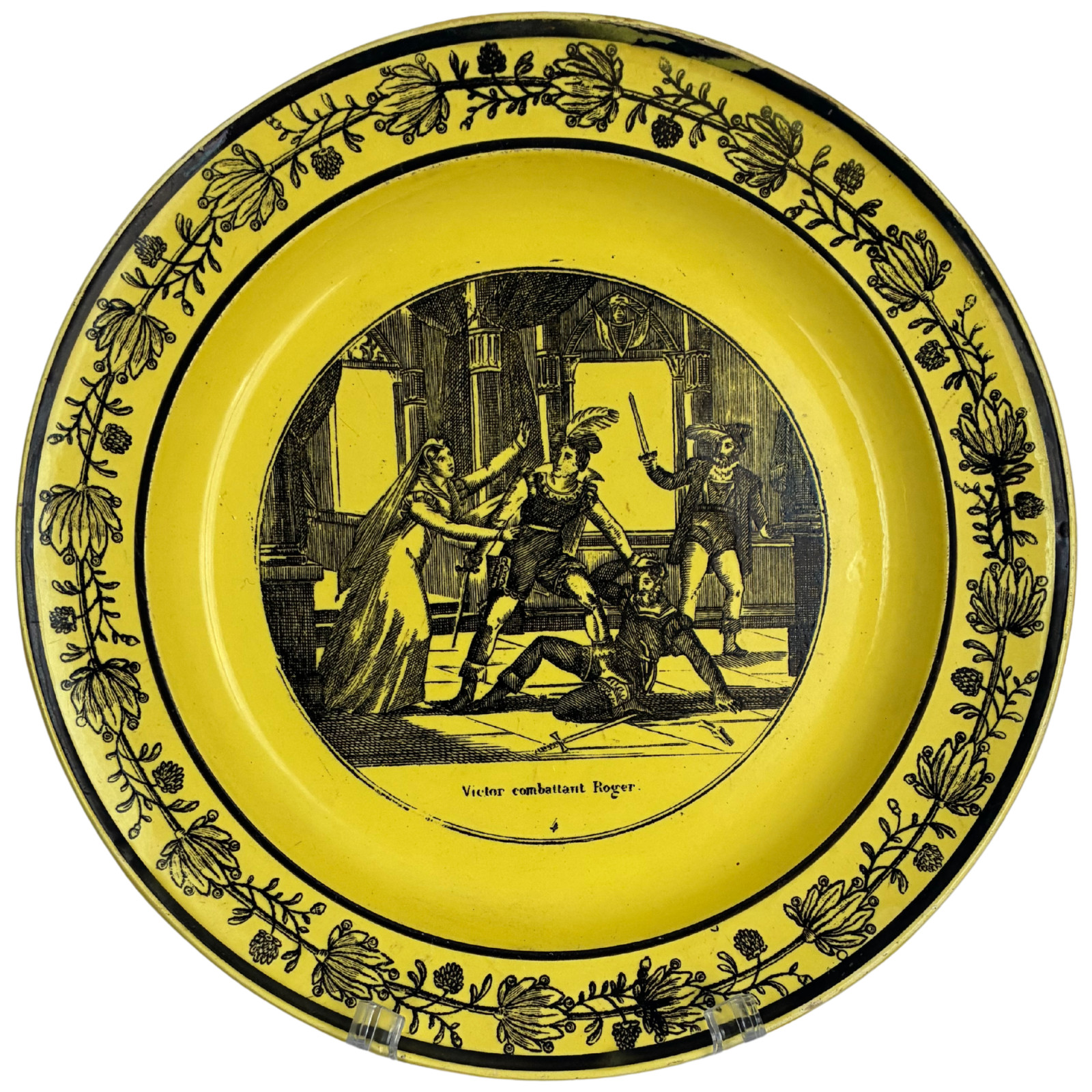 Antique Early 19th C. French P&H Choisy Faience Plate “Victor combattant Roger”
