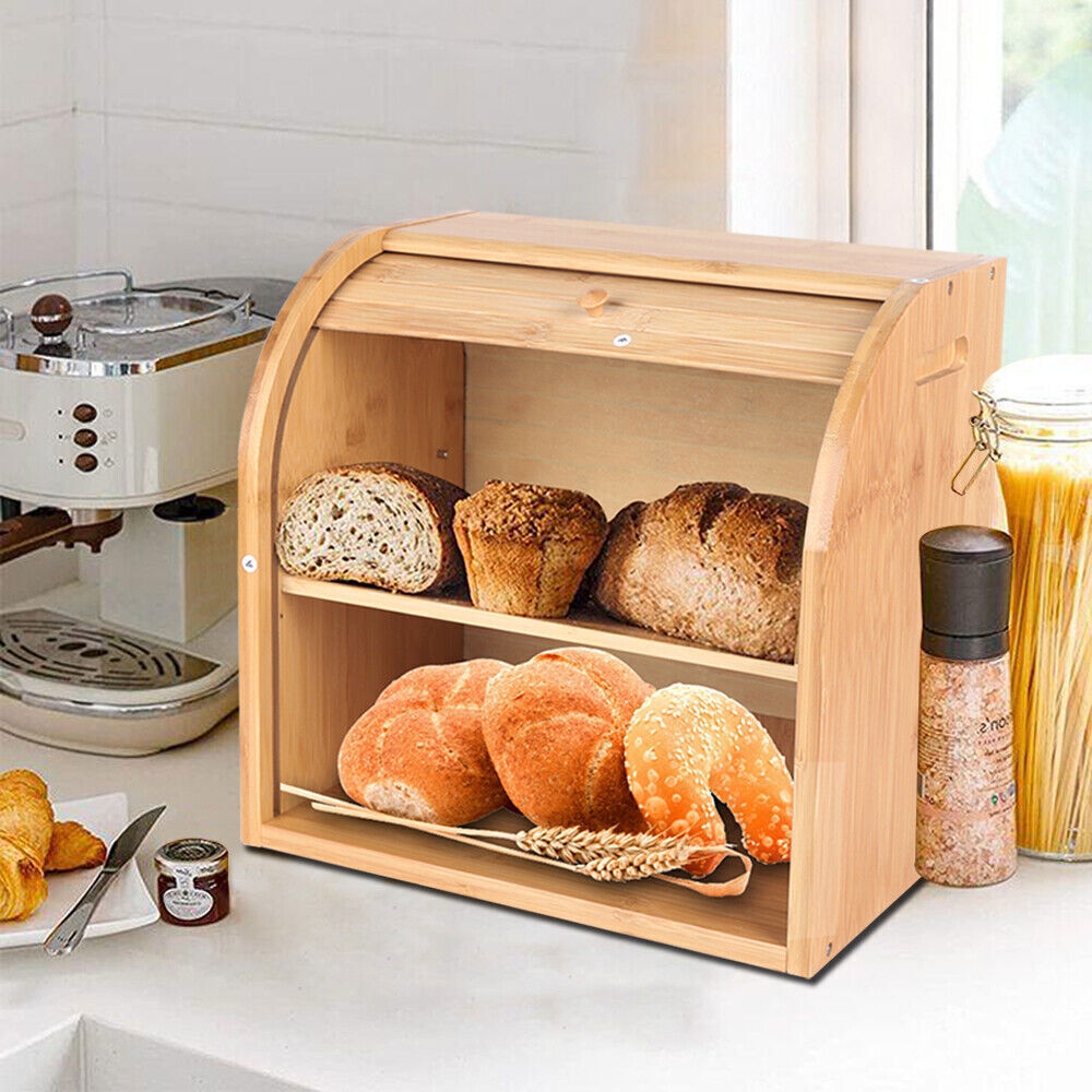 Large Bread Box Bread Food Storage Boxes Kitchen Counter Container 38*25*37cm US