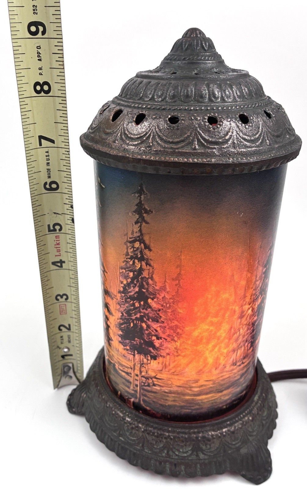 Works GREAT‼️ Antique 1930 FOREST FIRE SCENIC IN MOTION Lamp Works Action Scene