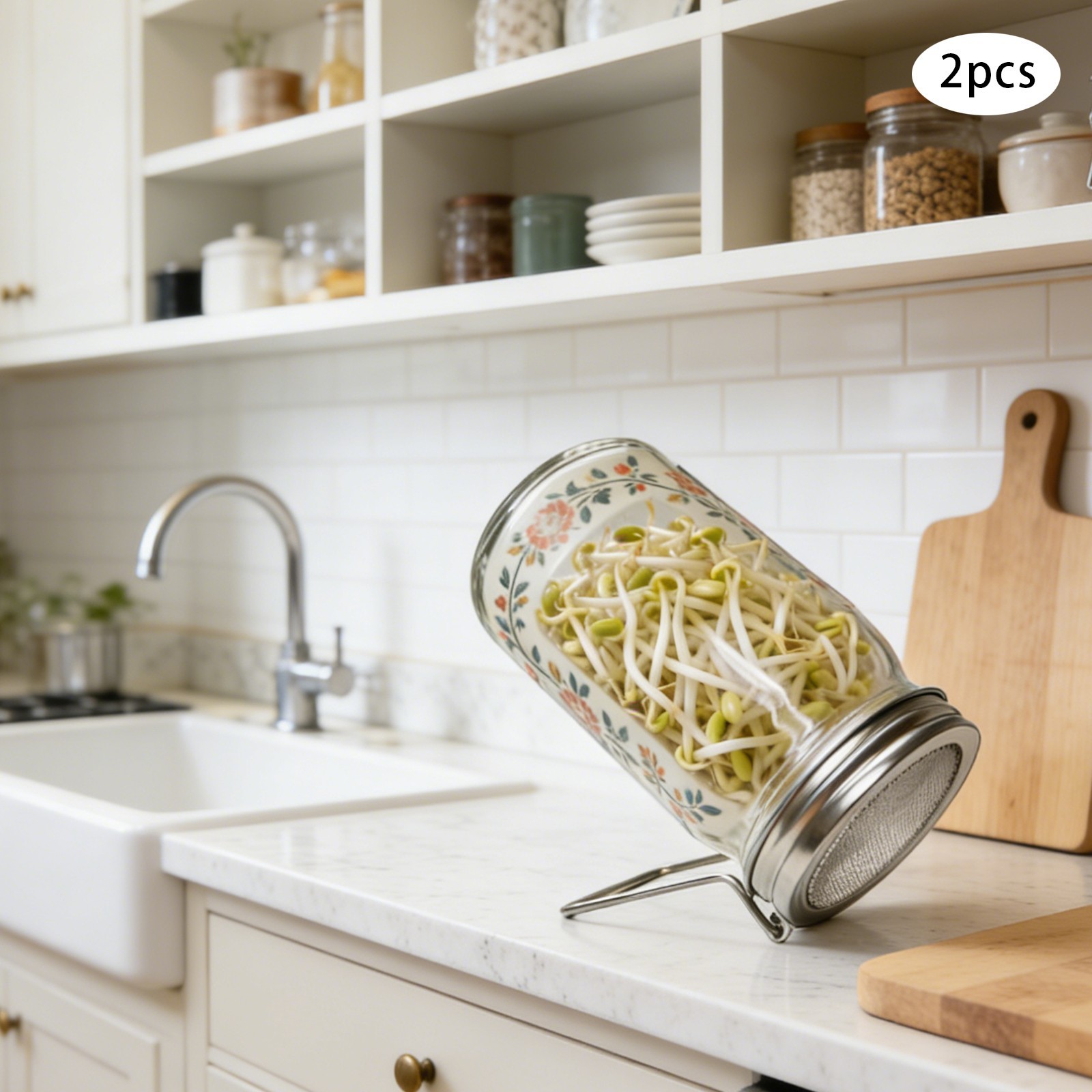 2pcs Sprouting Lids For On 3.39inch Mason Jars Bean Stainless Steel Growing Lid
