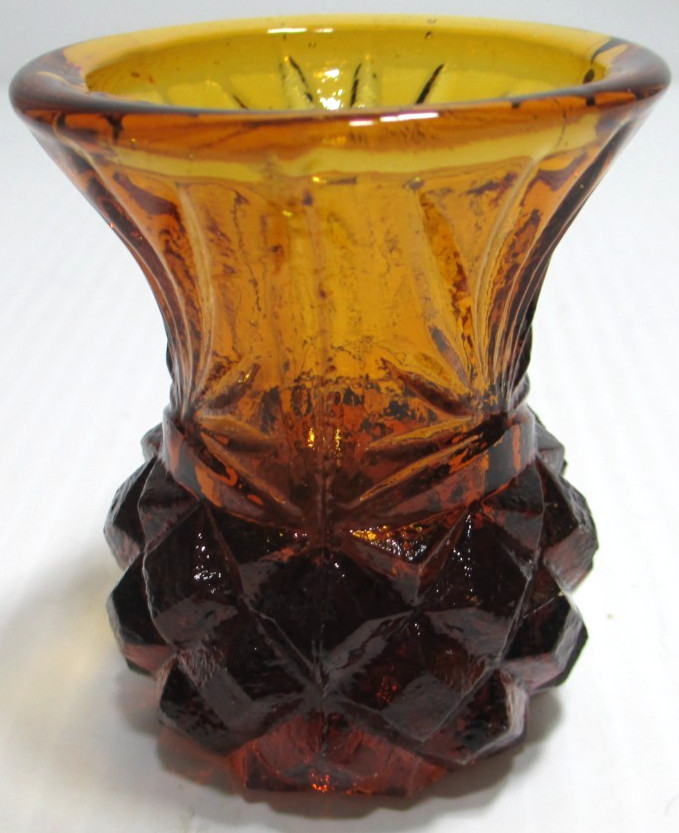 Vintage Glass Toothpick Holder Brown Pineapple 2 1/4″ Tall