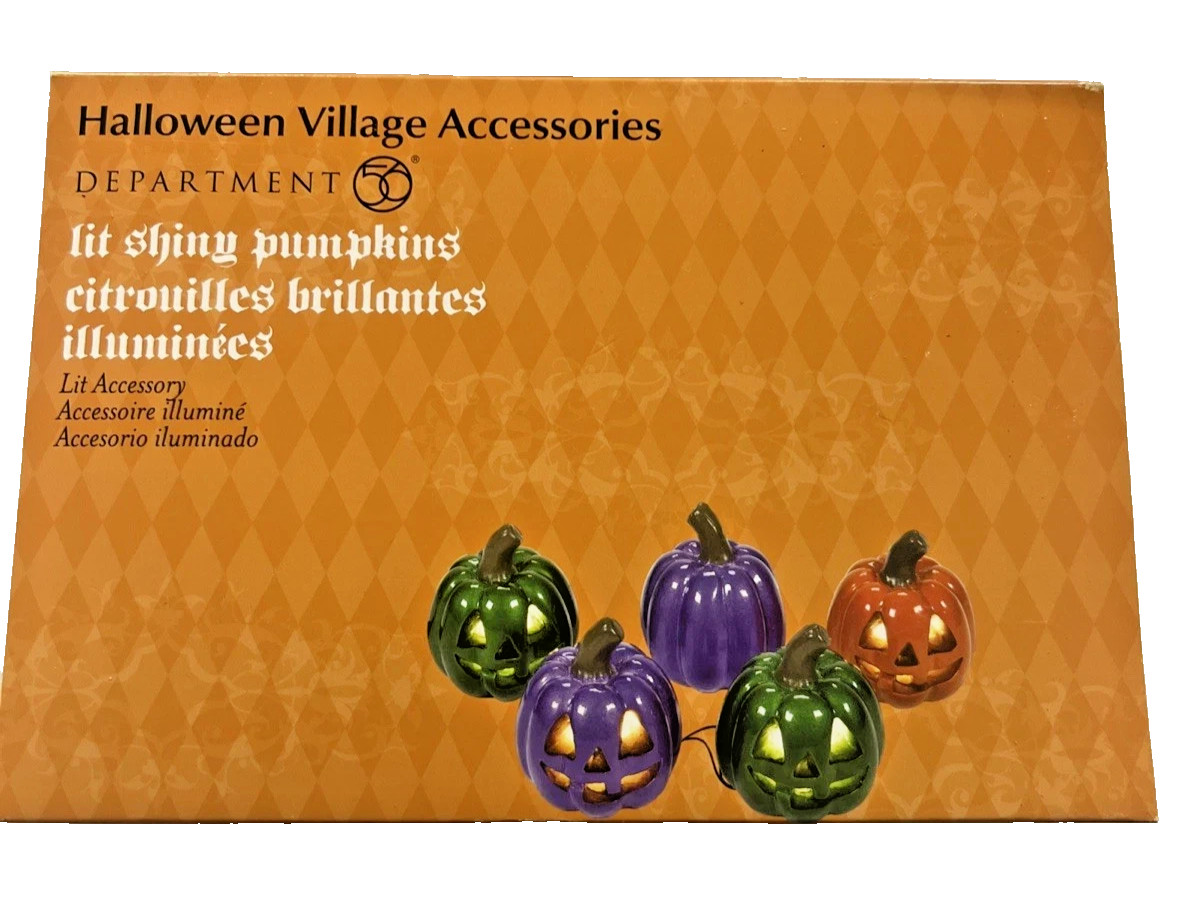 Department 56 Halloween Village Accessory Lit Shiny Pumpkin String Light
