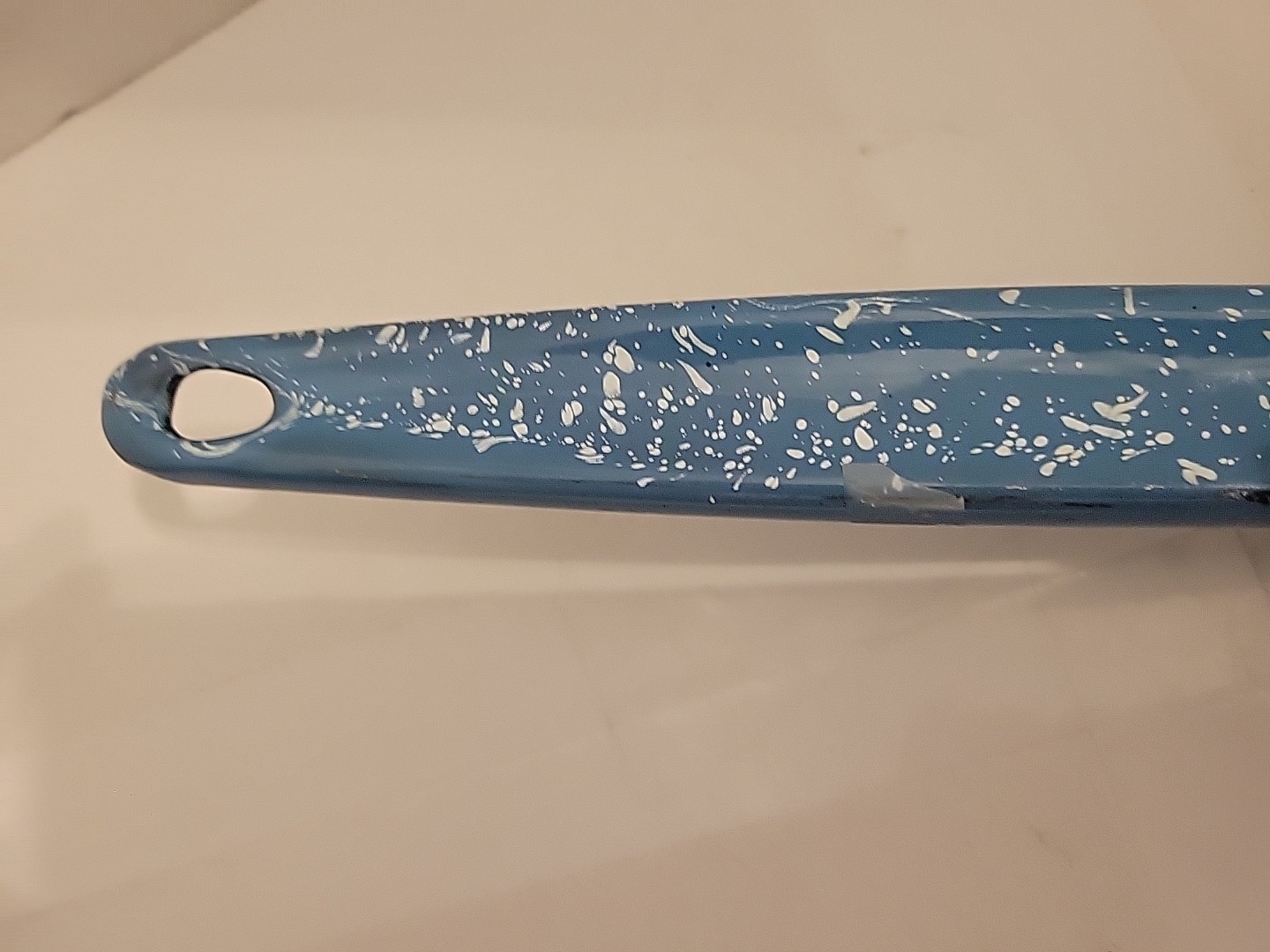 Vintage Country Speckled Light Blue and White Enamelware Frying Pan 7.25 Inches