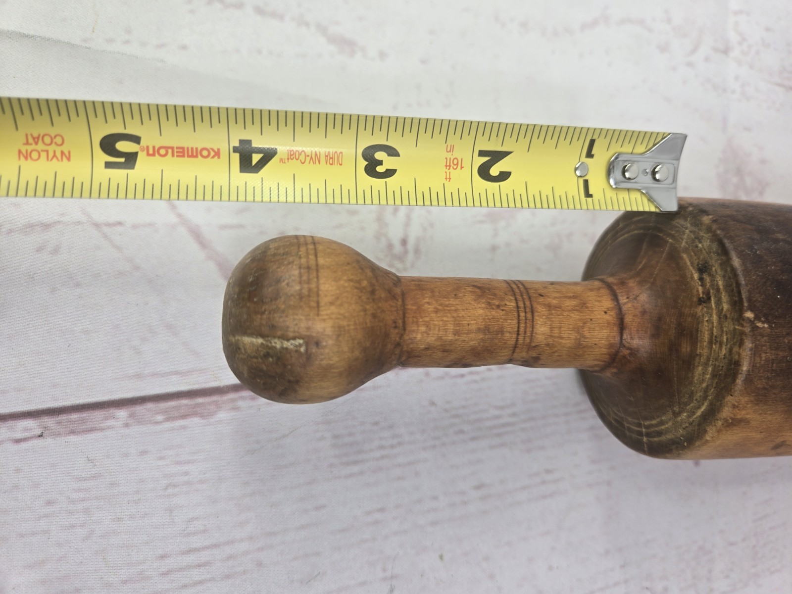 Antique Rolling Pin Turned Wood 1 Piece Rustic Patina 19.5″ L Primitive Ball End
