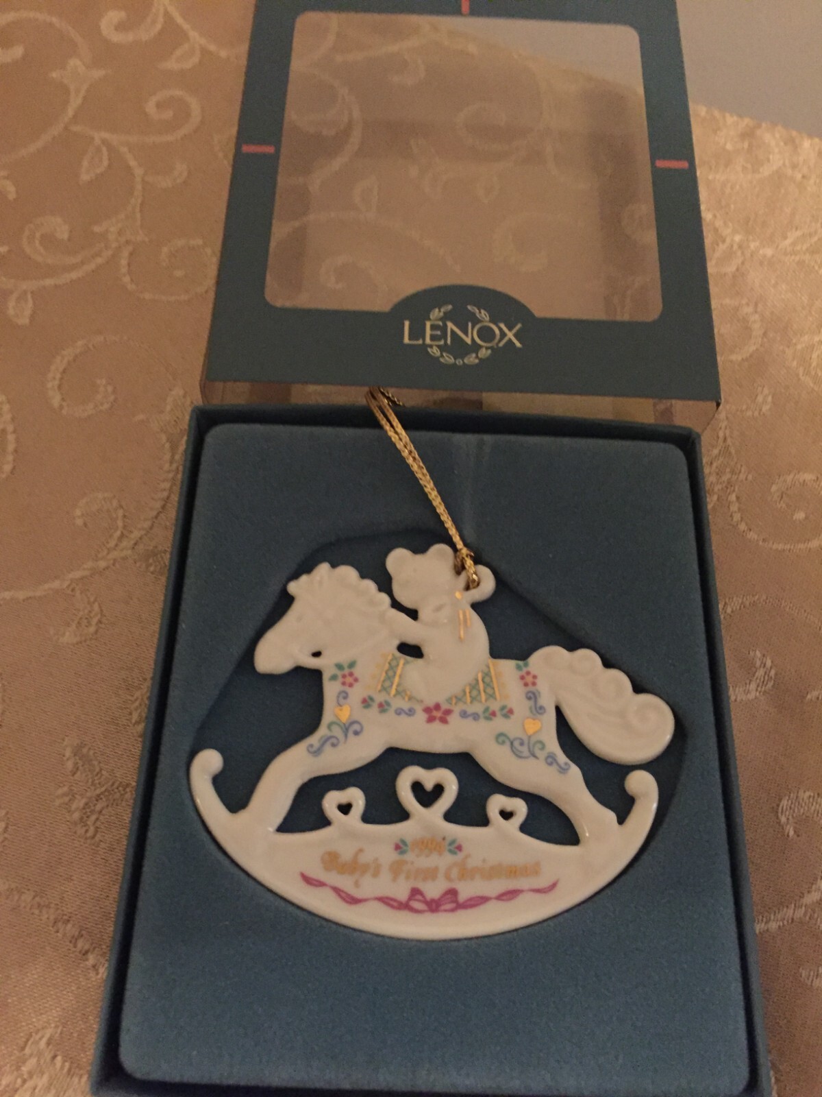 Lenox 1994 Baby’s First Christmas Rocking Horse Ornament Box