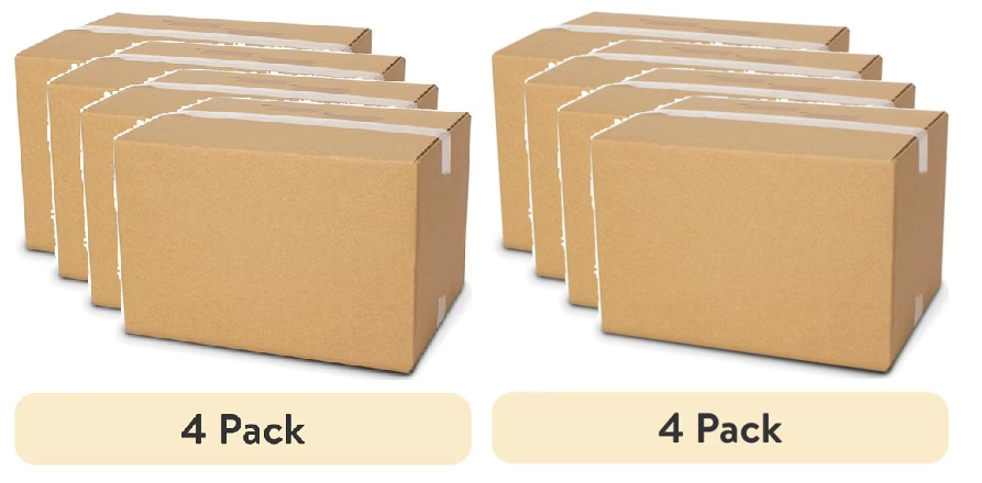 Large Shipping Boxes 4 Pack Corrugated Cardboard Boxes 15x12x10 Inches for (Pk2)