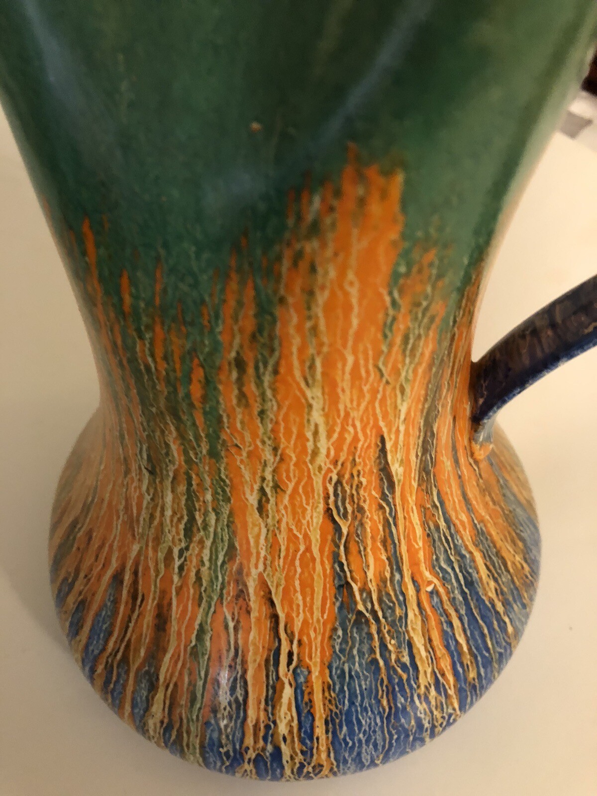 Wadeheath Orcadia Ware Iconic Pinch Neck Jug Pitcher Drip Glaze 1928-1934 8″T