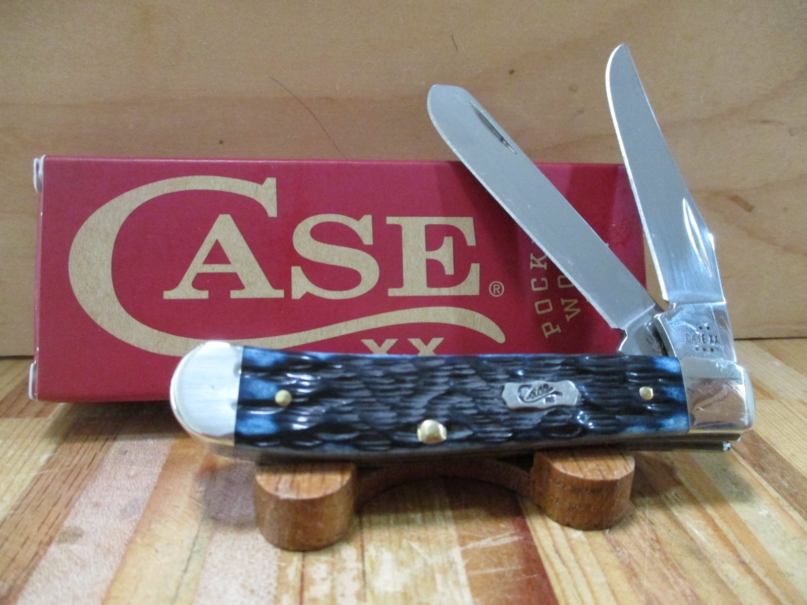NIB Case Pocket Worn Blue Bone Peach Seed Mini Trapper 6207 Pocketknife – 51852