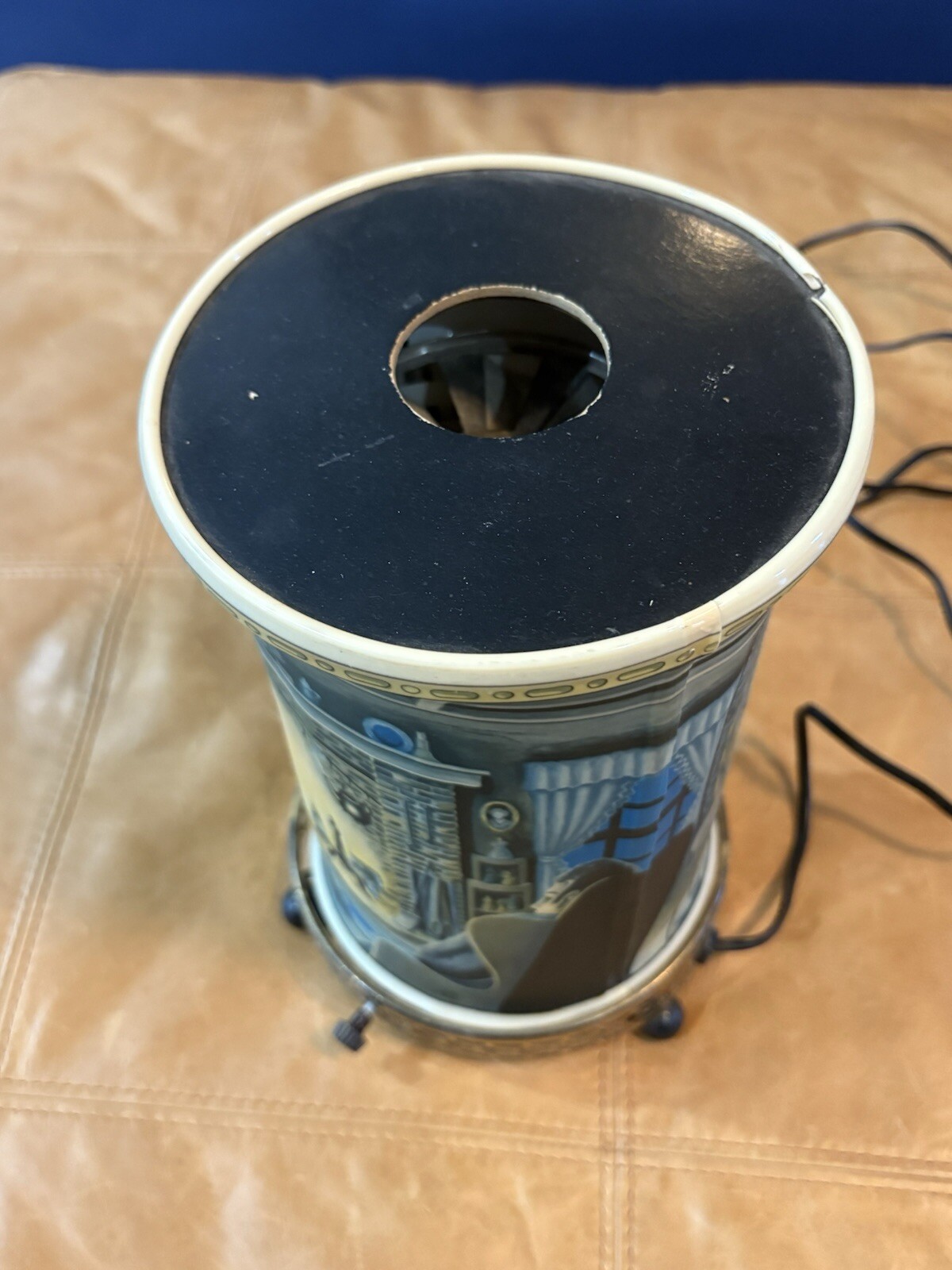 Rare Econolite Motion Lamp 1958 Oval Shaped Cozy Fireplace Cat & Family Hearth