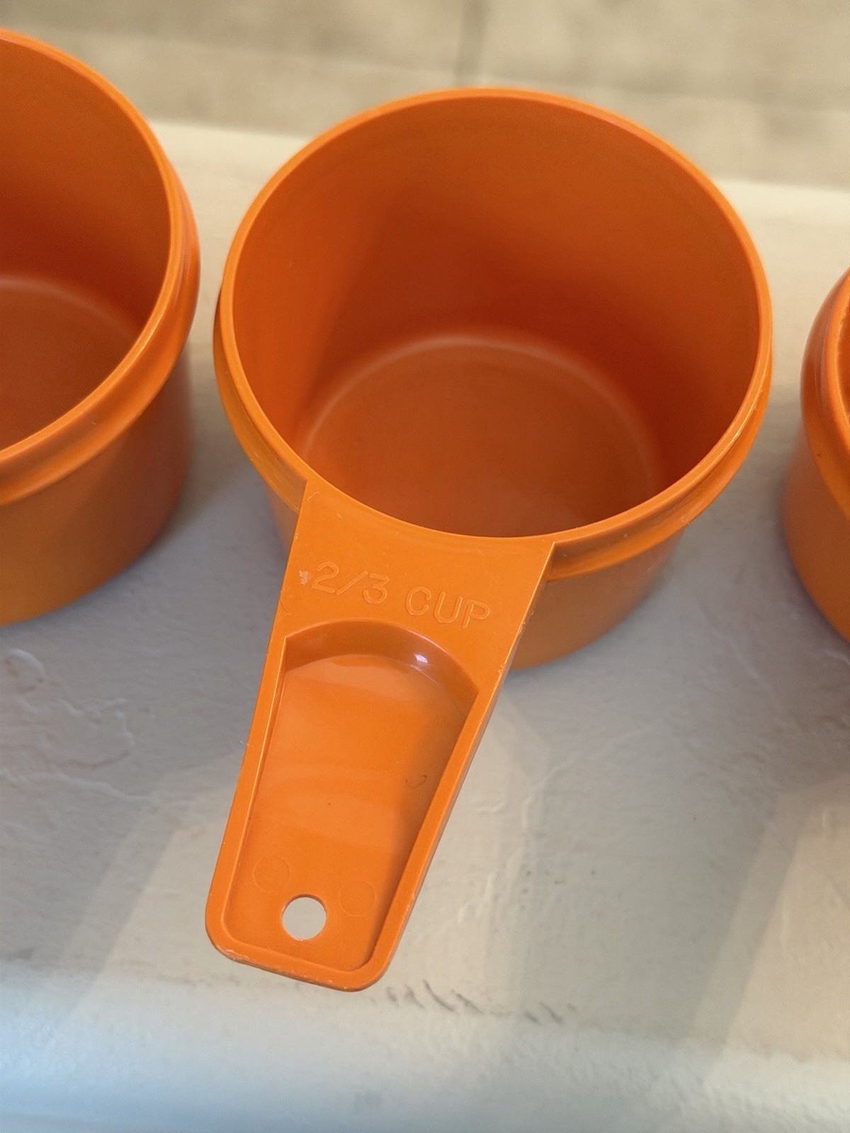 Vintage TUPPERWARE Orange Graduated Measuring Cups 6pc Set 1/4 to 1 cup