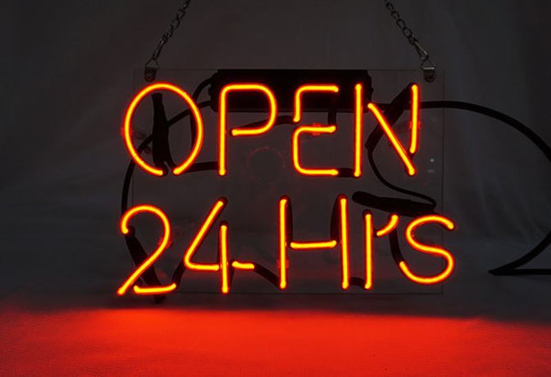 Open 24 Hrs 24 Hours Acrylic 20″ Neon Light Sign Lamp Bar Business Shop Store