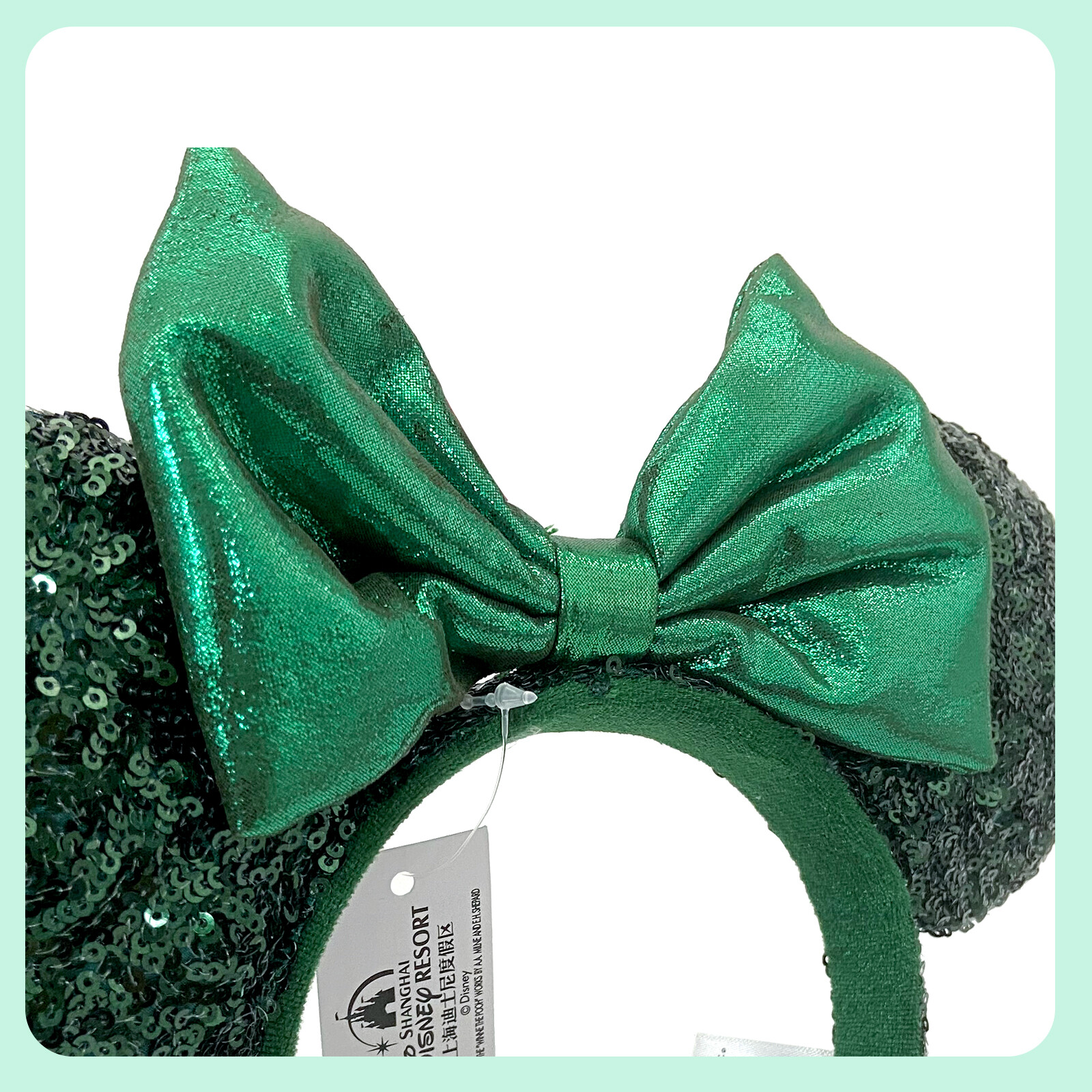 2022 Ears Edition Minnie Mouse Emerald Green Sequins Disney~Parks Ears Headband