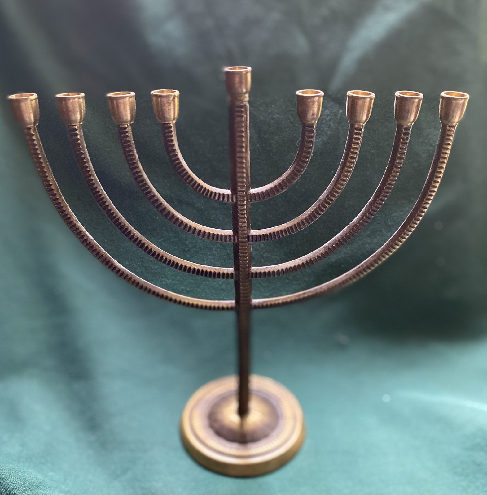 Vintage E Degani Israel Sandcast Brass Hanukkah Menorah 9 Branch Mid Century