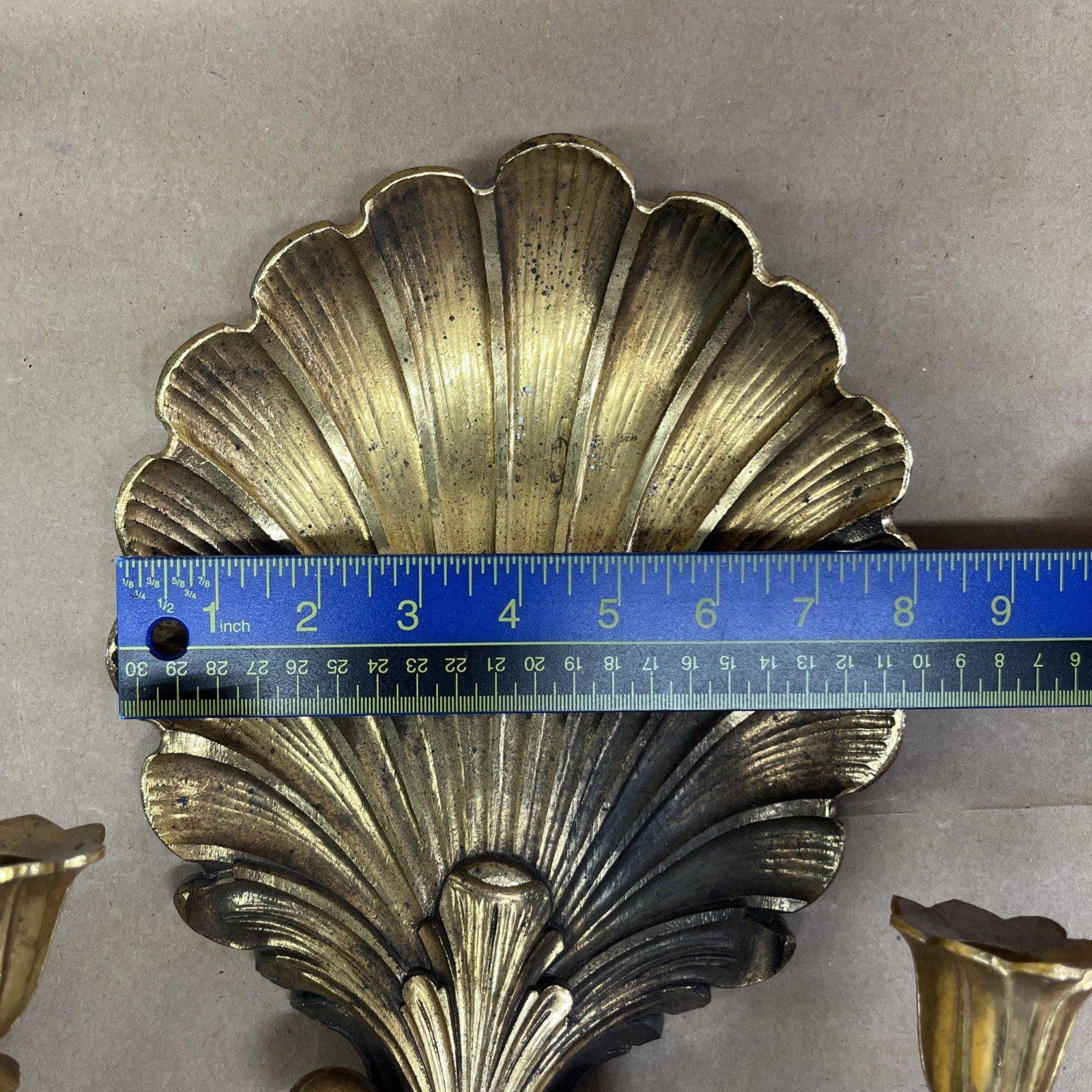 Vintage Syroco 4224 Gold Shell Wall Sconce Candle Holder Hollywood Regency *READ