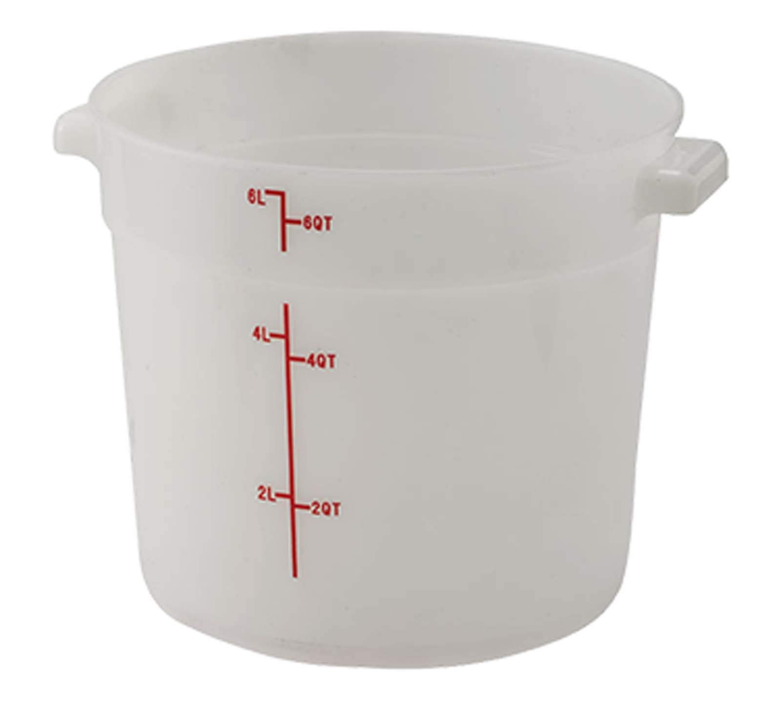 Winco Heavy-Duty Round Food Storage Container, 6 Quart, White Medium,