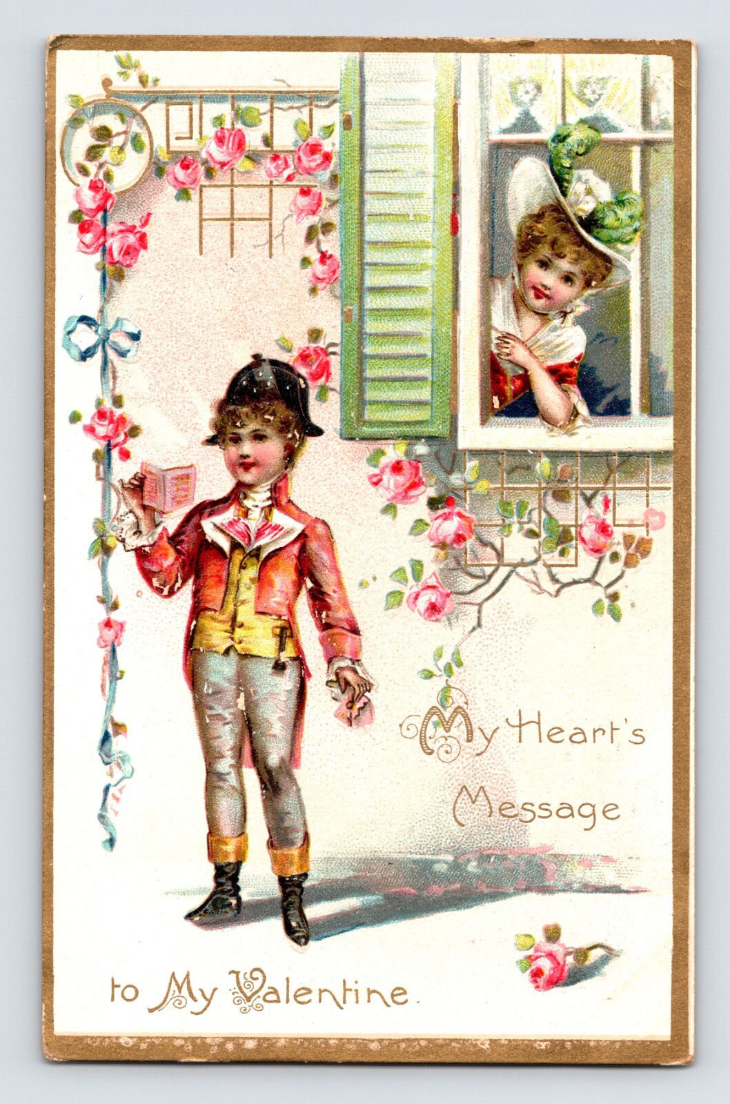 Postcard Happy Valentine’s Day Children Sweethearts 1910 Posted Divided Back