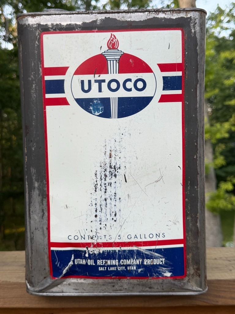 Vintage UTOCO Square 5 Five Gallon Can Empty Free Shiping
