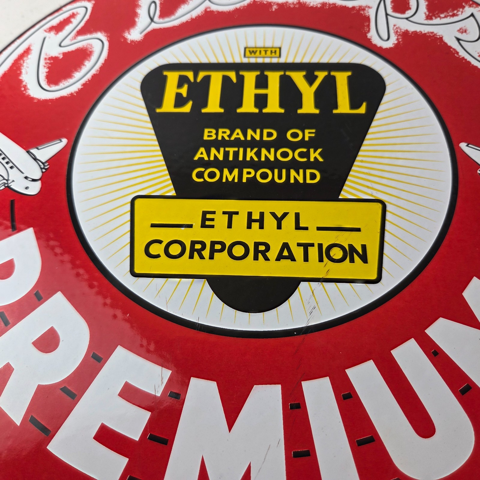 Vintage Billups Sign – Gas Premium Ethyl Pump Service Porcelain Sign