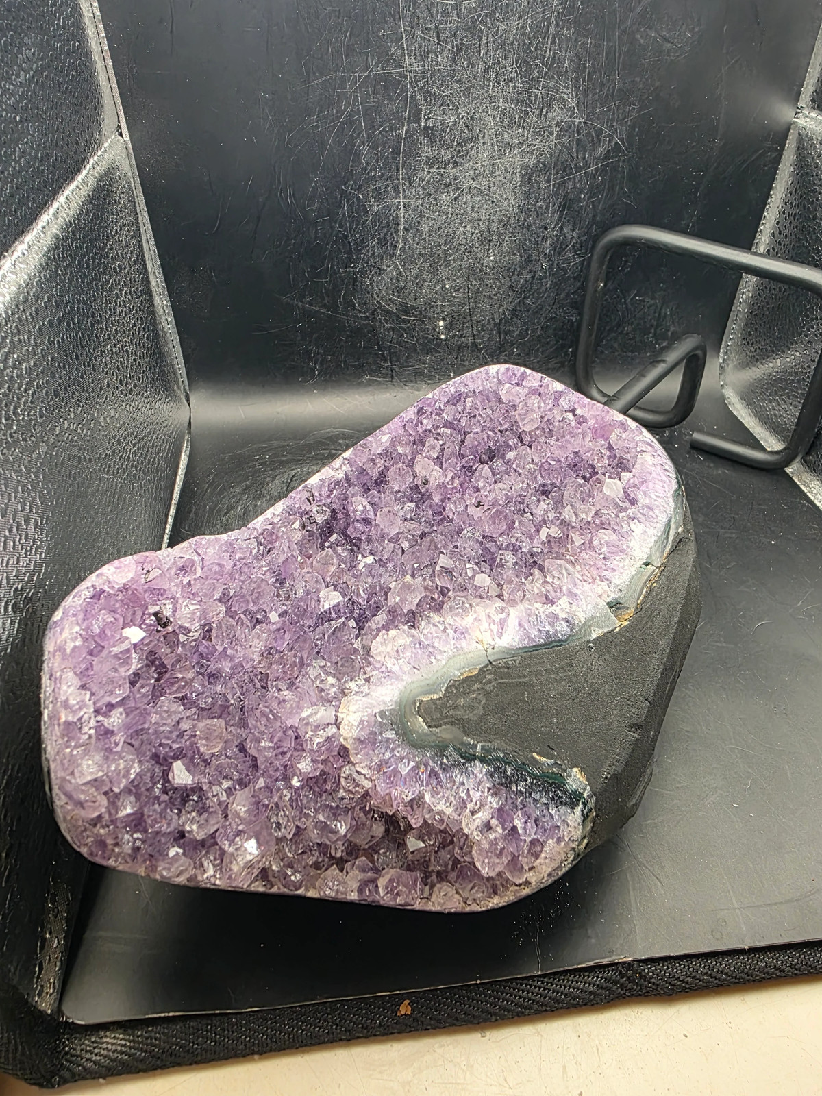 XXL grade AA amethyst on metal stand 4.15 pounds 11 inches tall with stand