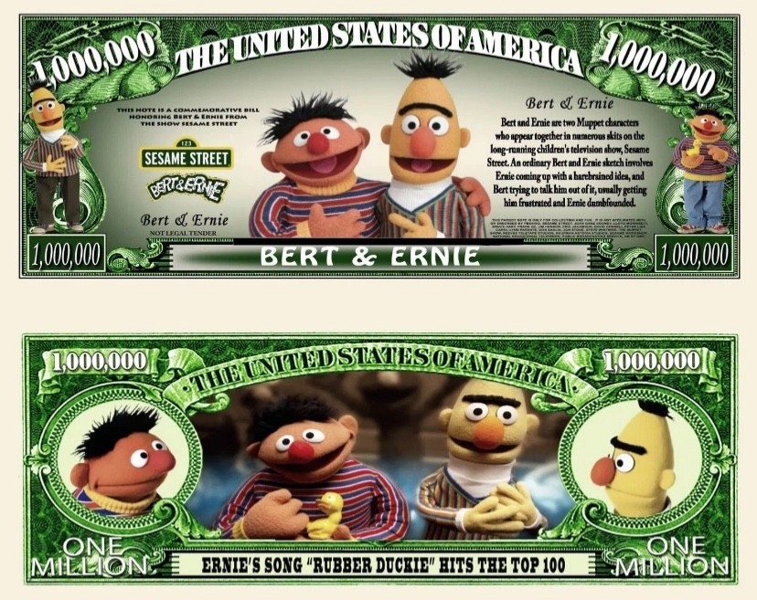10 Pack Bert and Ernie Dollars Sesame Street Collectible Novelty Money Banknotes