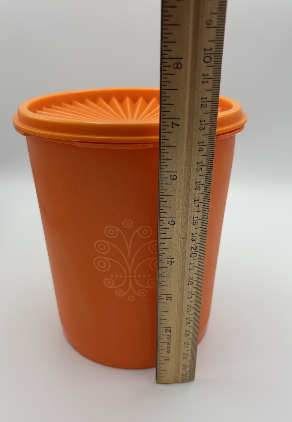 Tupperware Container, Harvest Orange Vintage 7 Inches Tall 5 1/2 Wide