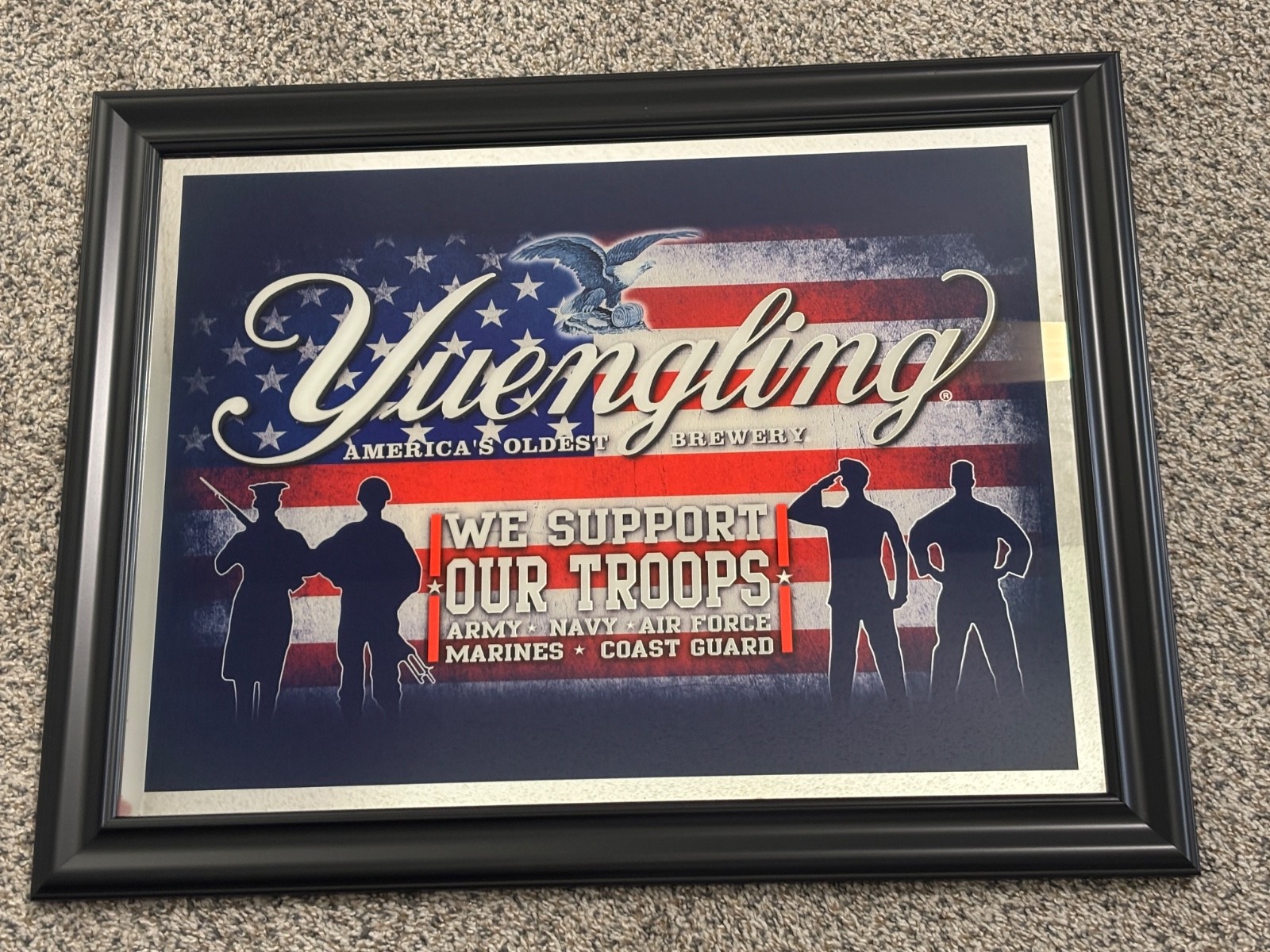 YUENGLING BEER WE SUPPORT OUR TROOPS MIRROR USA AMERICA ARMED FORCES NEW