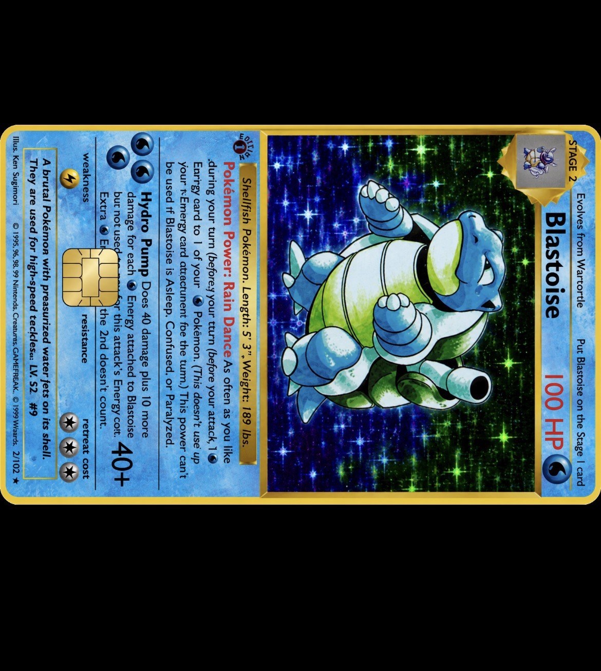 Blastoise Inspired Pokémon Credit Card Skin Sticker – Premium Vinyl Decal