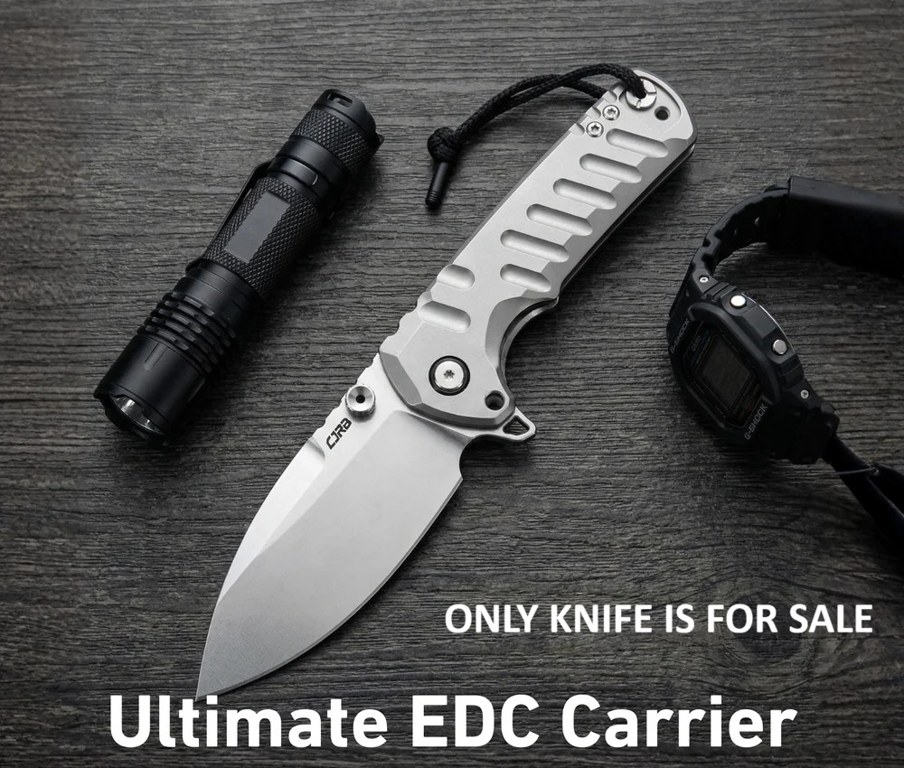 CJRB Tundra Linerlock Folding Knife 3.75″ S35VN Steel Blade Gray Titanium Handle
