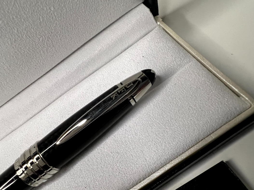 Montblanc John F Kennedy Rollerball Pen Black Carbon Fiber Silver NIB Gift