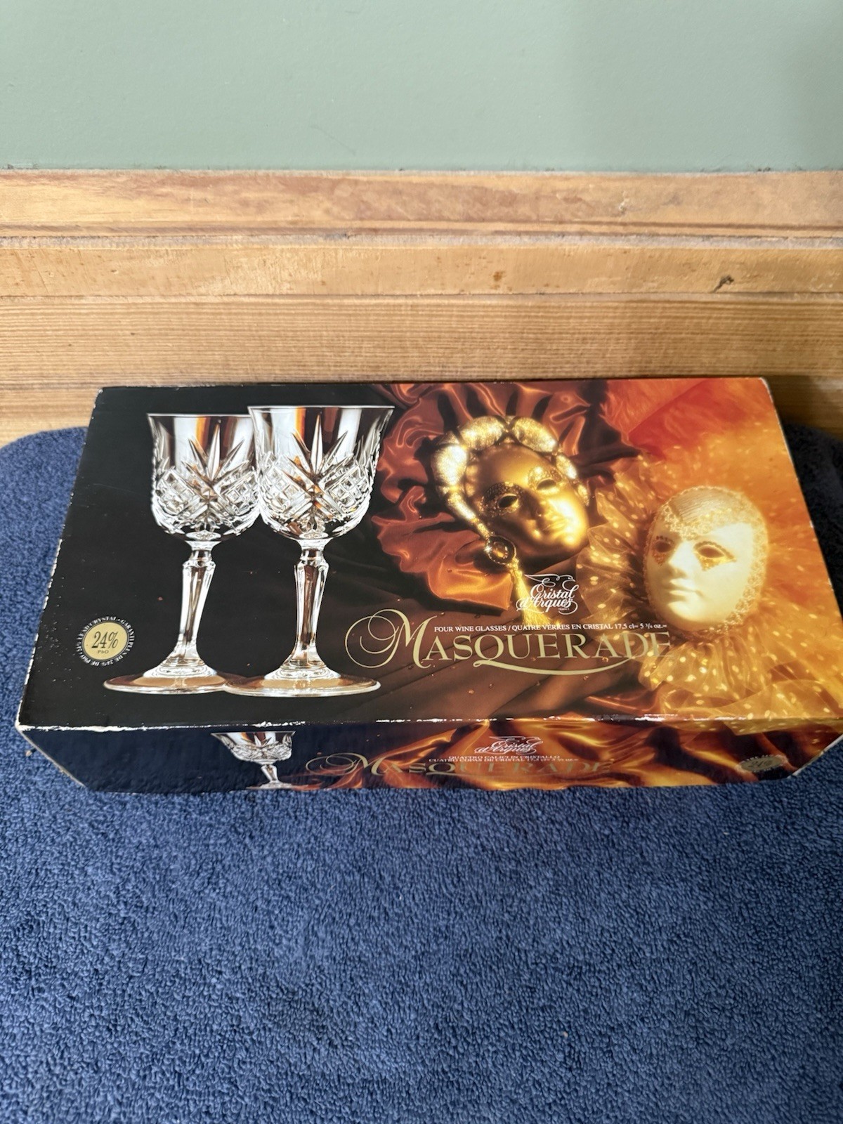 24% Lead Crystal CHAMPAGNE glasses Masquerade Cristal D’ Arques France set of 4